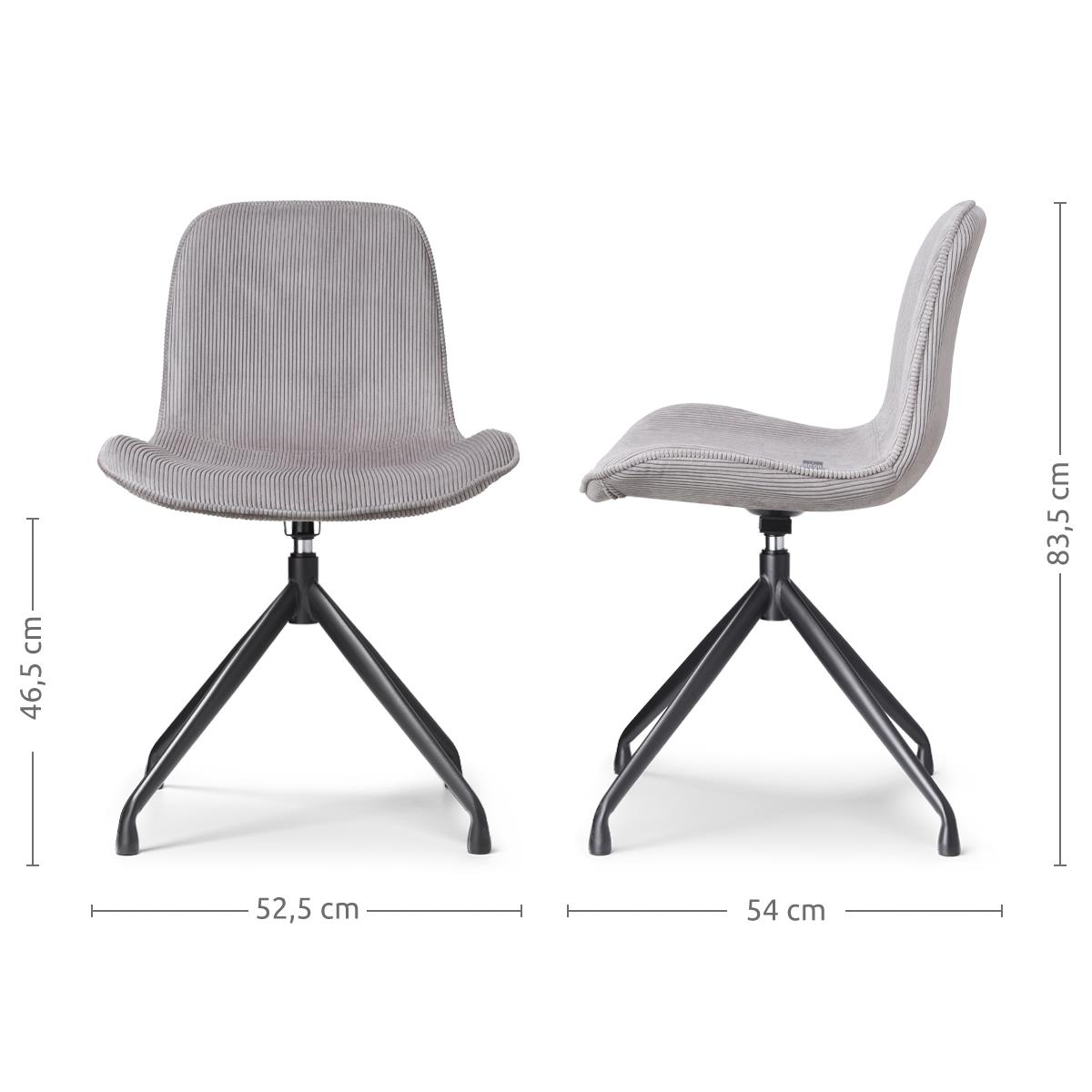Nolon Nola-Fé Draaibare Eetkamerstoelen Set - Rib Warm Grijs - Zwart