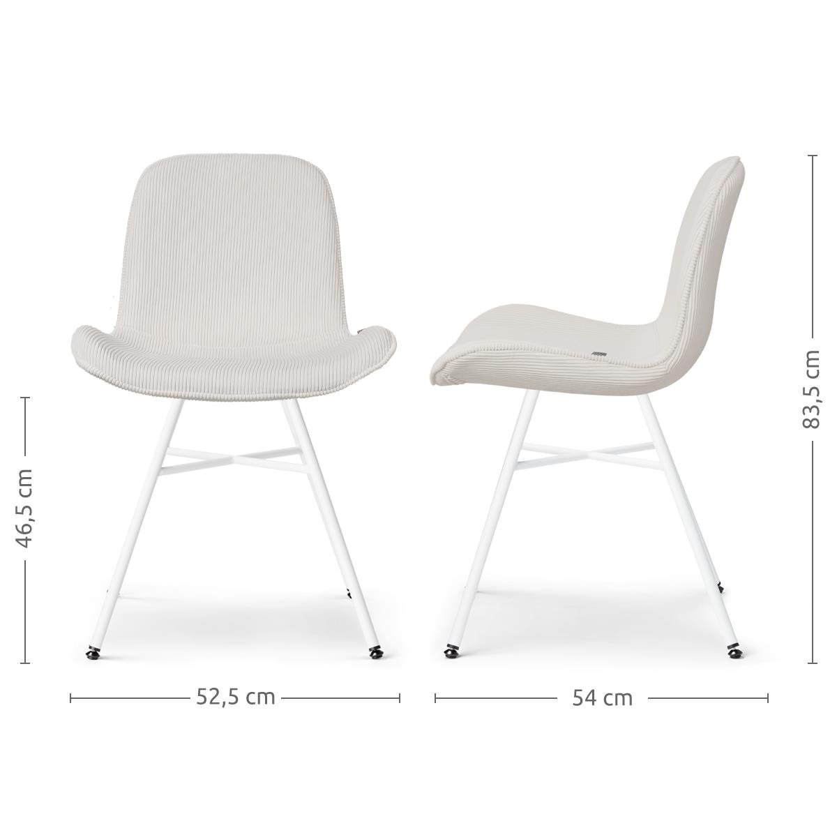 Nolon Noa-Fé Eetkamerstoelen Set van 2 - Rib Crème - Witte Poten
