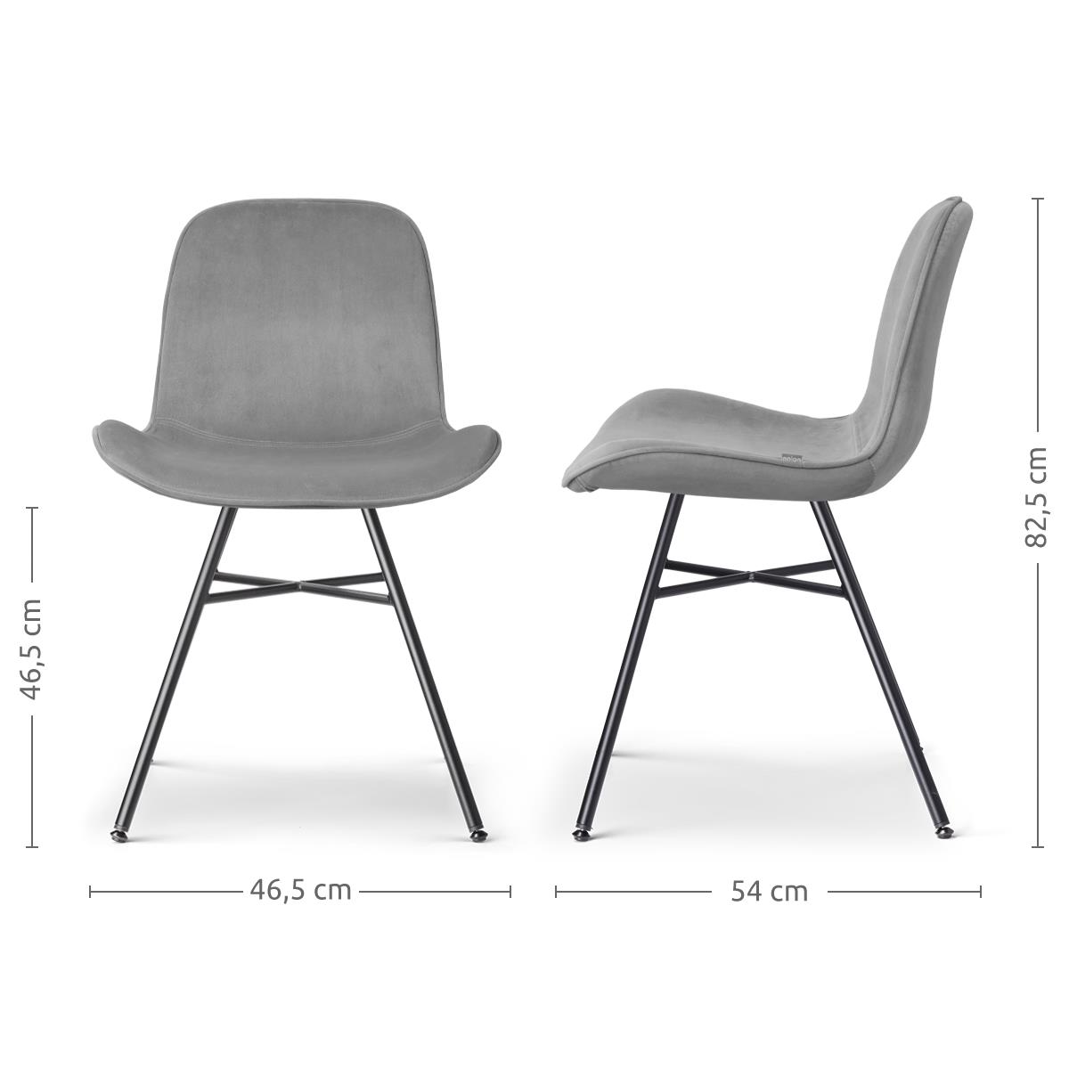 Nolon Noa-Fé Eetkamerstoelen Set van 2 - Velvet Grijs - Zwarte Poten