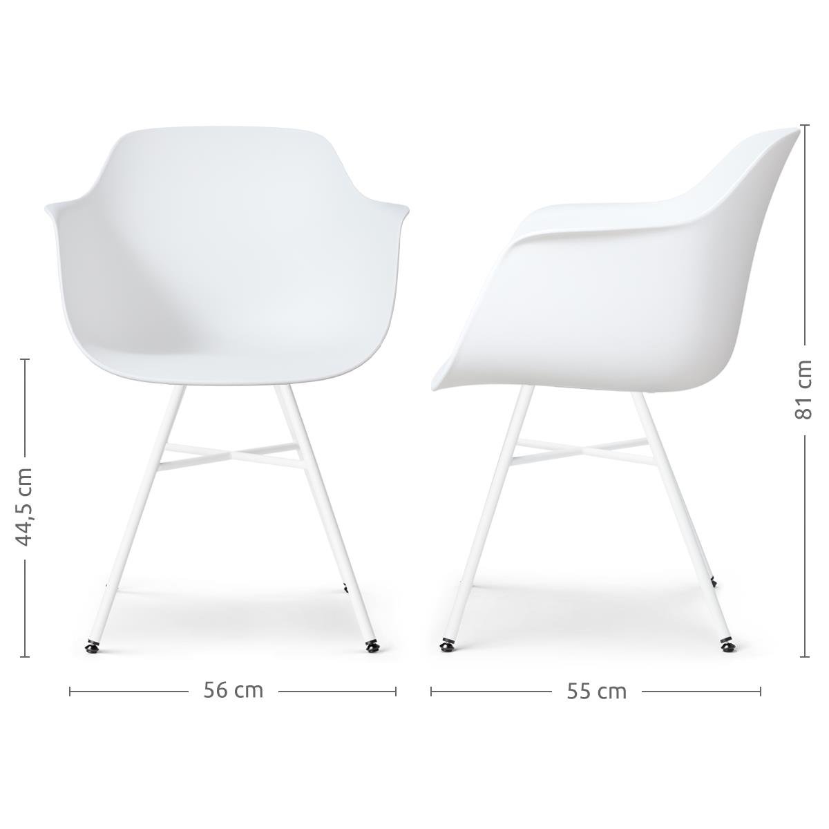 Nolon Noa-Puk Eetkamerstoelen Set van 2 - Wit - Wit Onderstel