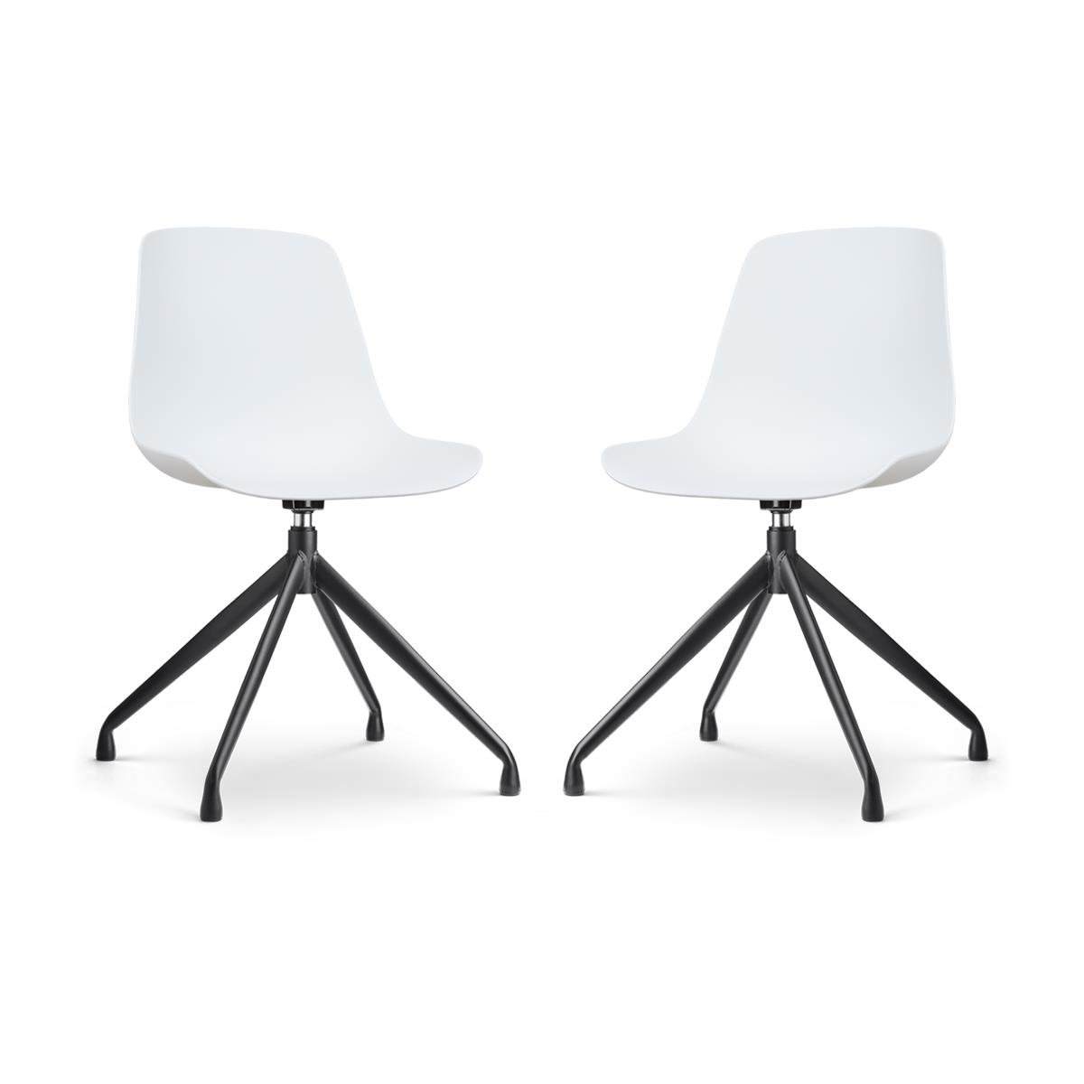 Nolon Nola-Pip Draaibare Eetkamerstoelen Wit - Zwart Onderstel - 2x