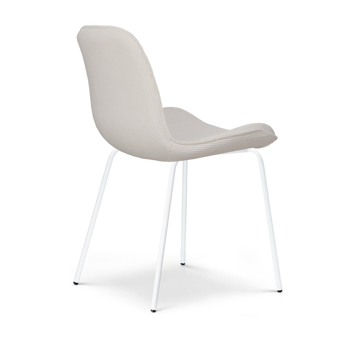Nolon Nora-Fé Eetkamerstoelen Set van 2 - Rib Crème - Witte Poten