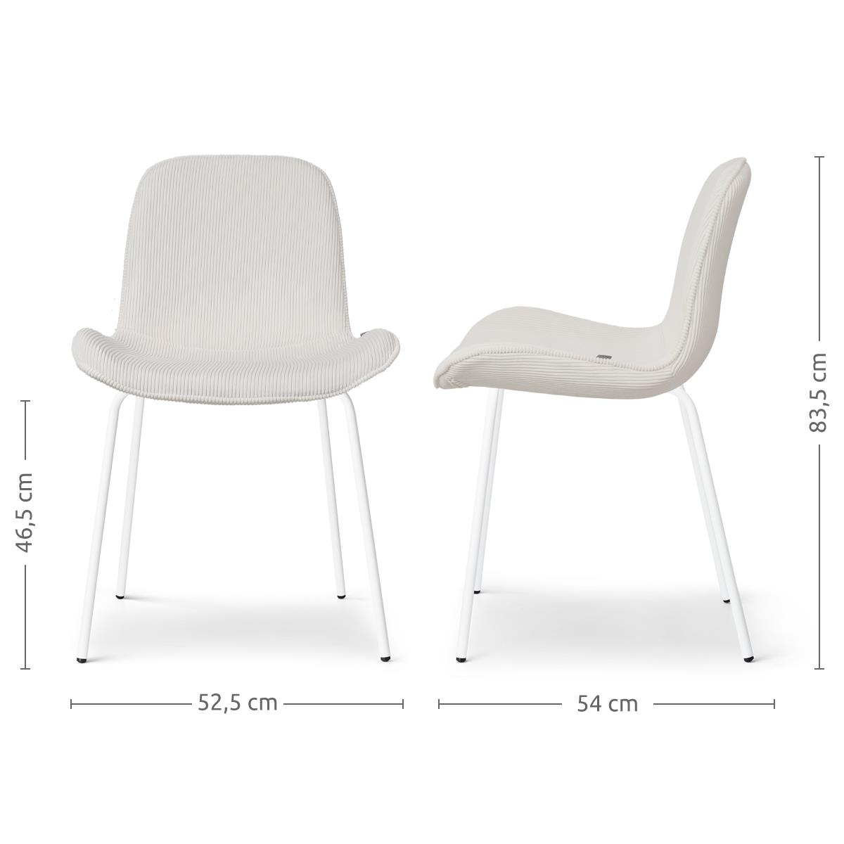 Nolon Nora-Fé Eetkamerstoelen Set van 2 - Rib Crème - Witte Poten