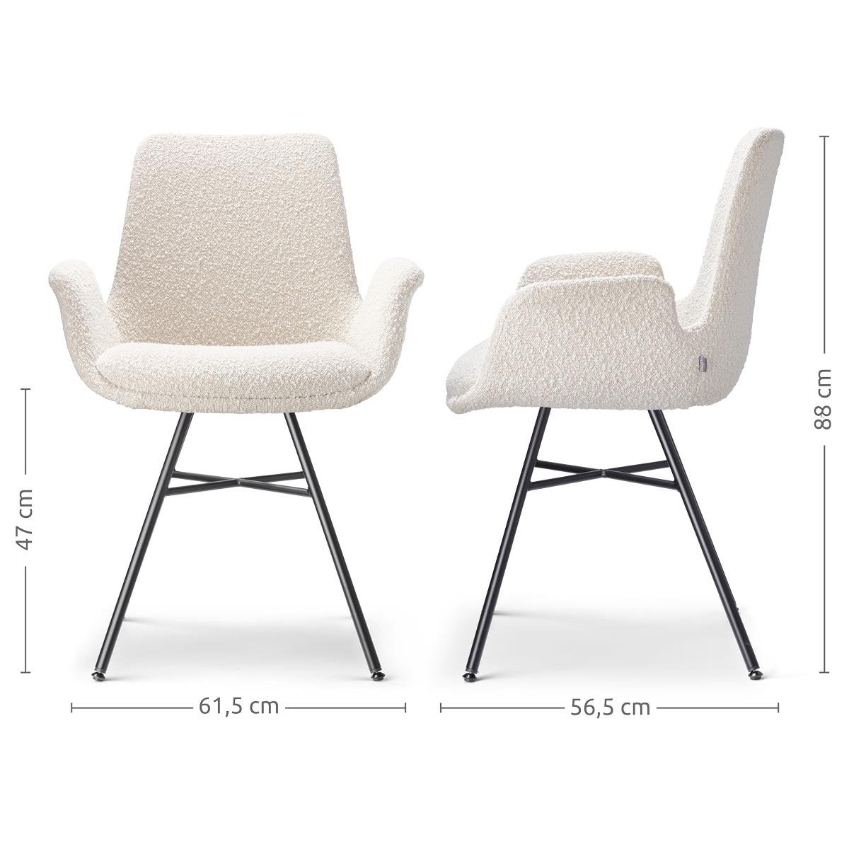 Nolon Noa-Eef Eetkamerstoelen Set van 2 - Bouclé Beige - Zwarte Poten