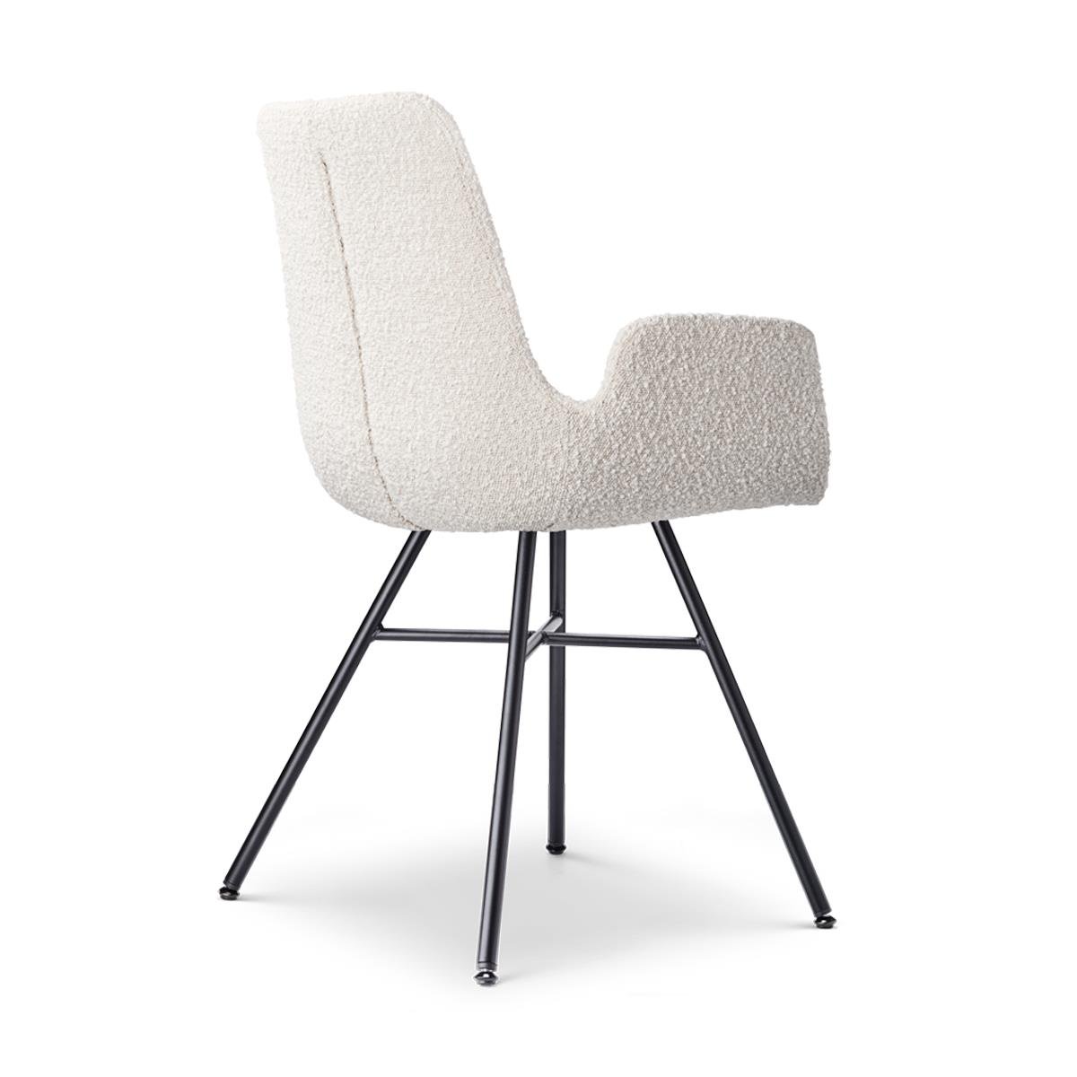 Nolon Noa-Eef Eetkamerstoelen Set van 2 - Bouclé Beige - Zwarte Poten