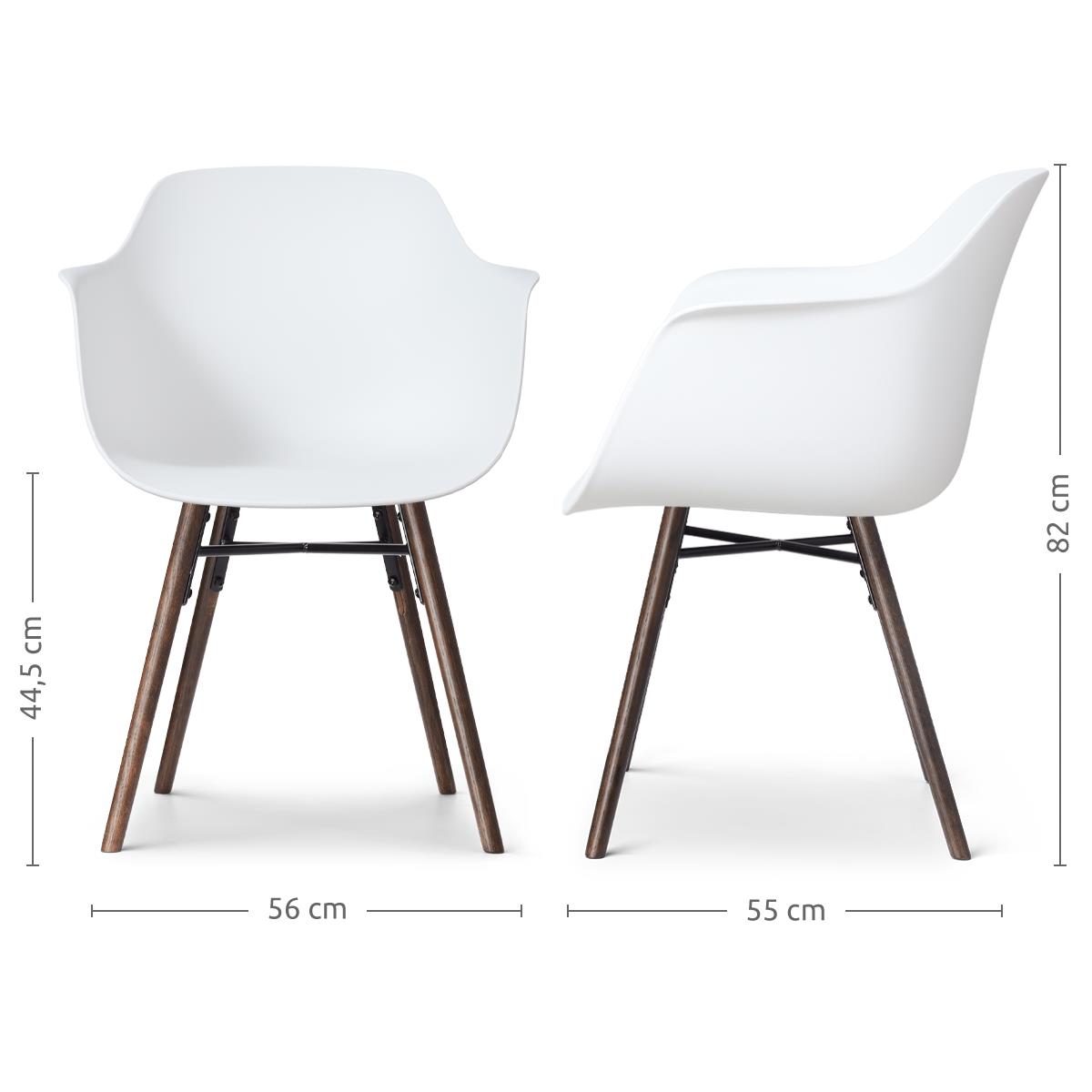 Nolon Nena-Puk Eetkamerstoelen Set van 2 - Wit - Walnoot Poten