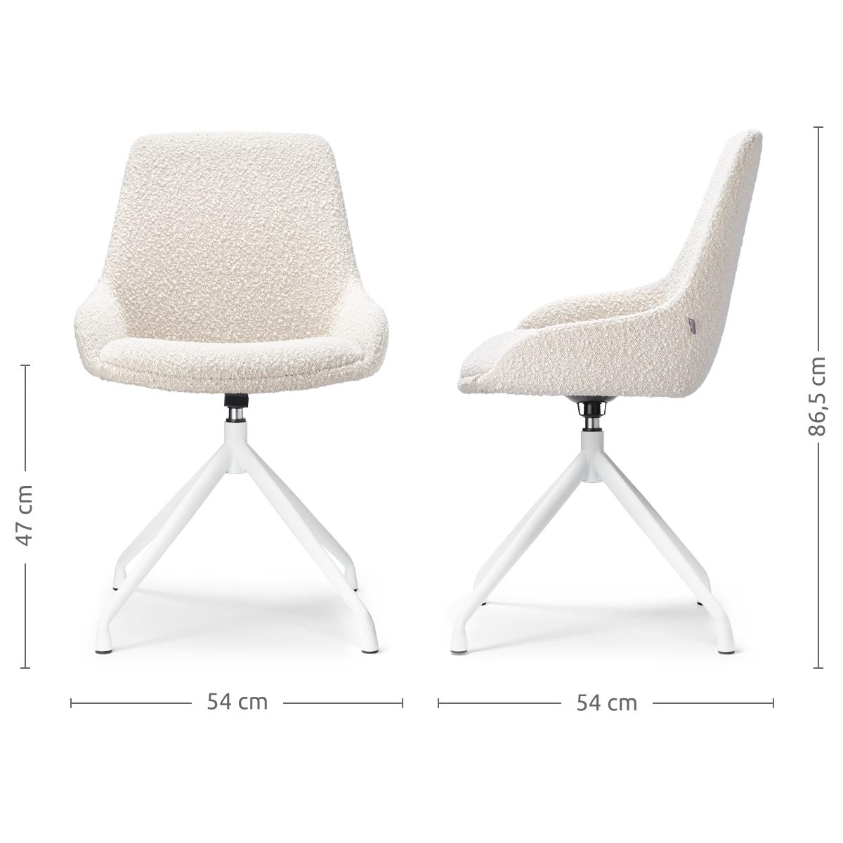 Nolon Nola-Isa Draaibare Eetkamerstoelen Bouclé Beige - Wit - 2x