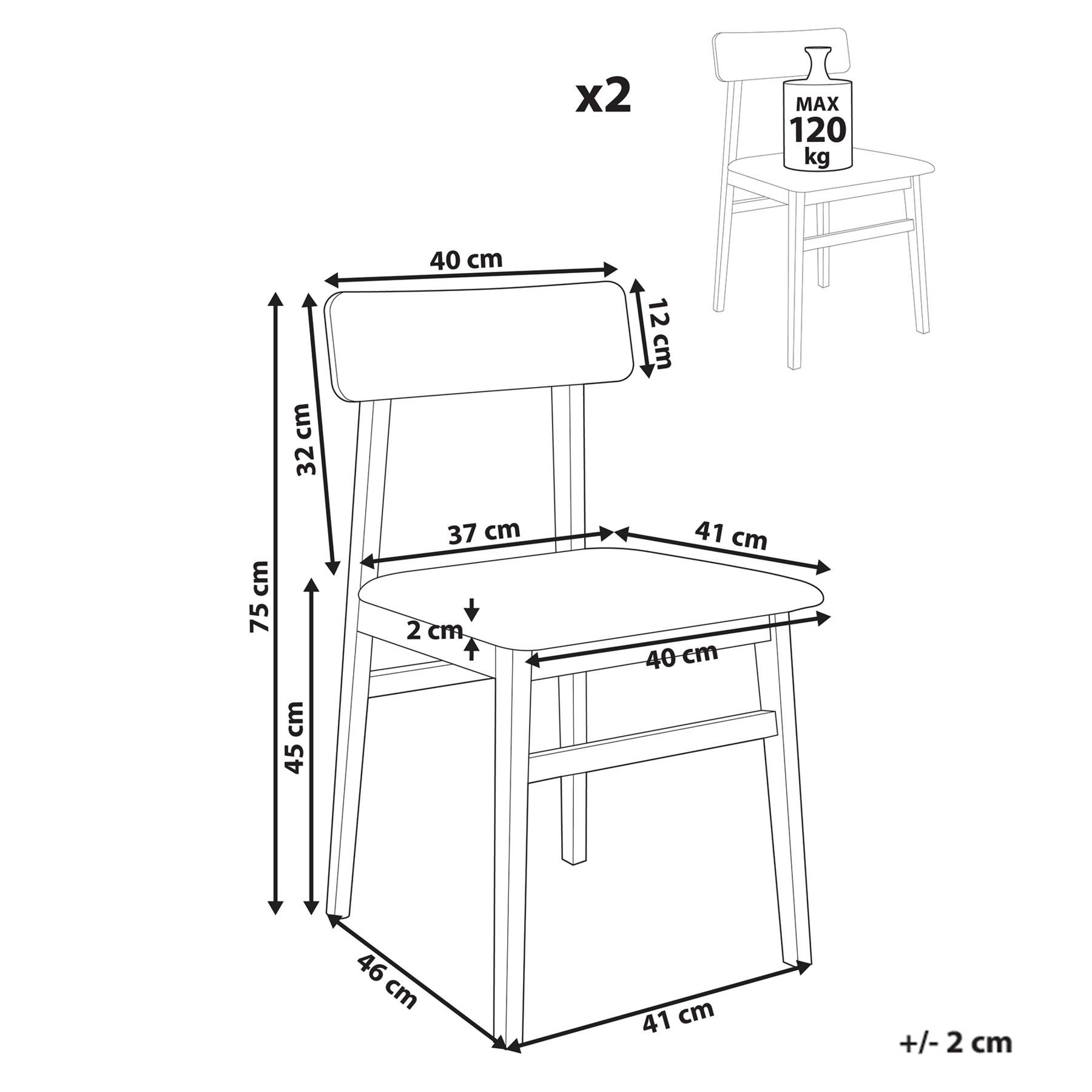 Beliani-STACY-Eetkamerstoelen set van 2-Zwart|Lichtgrijs-Rubberhout
