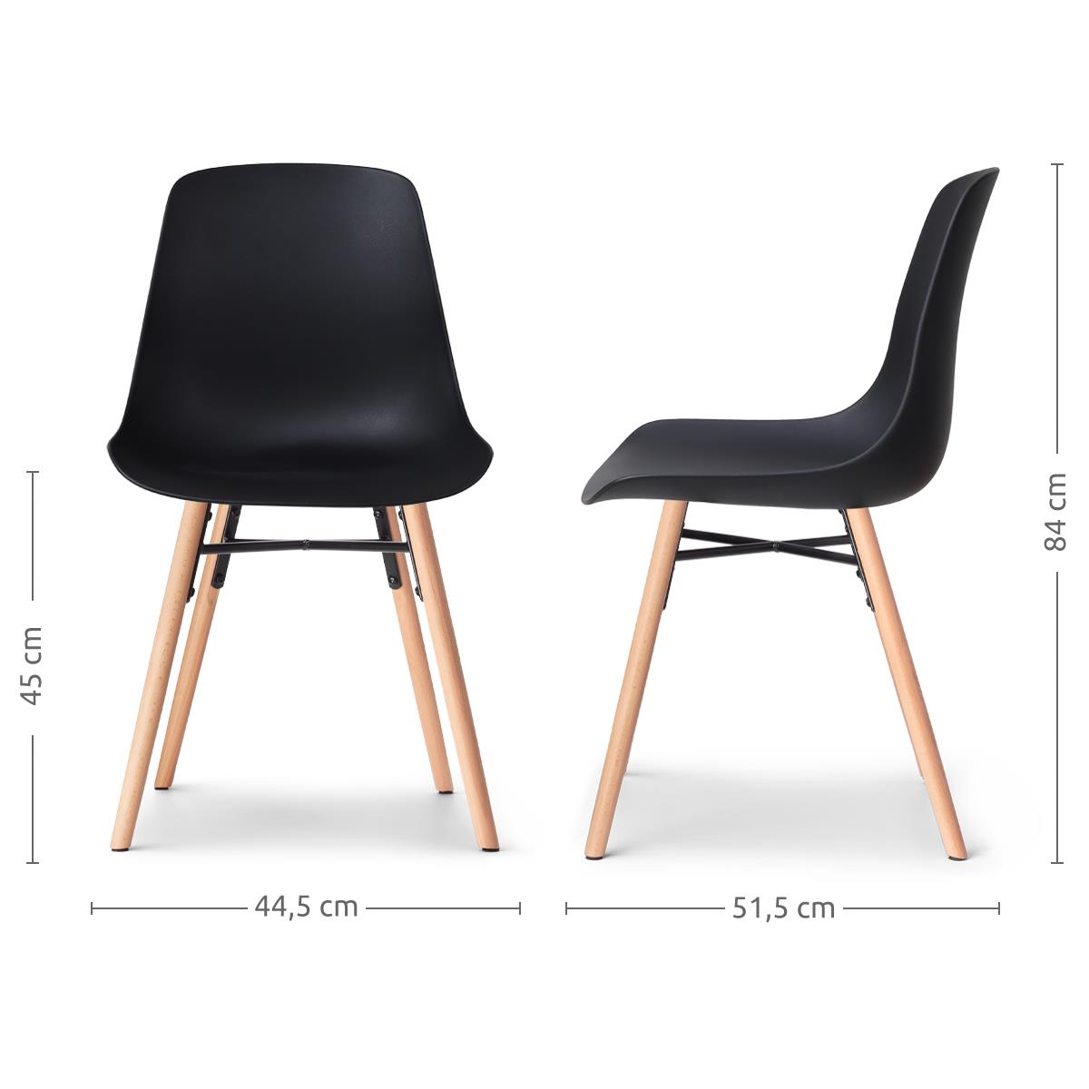 Nolon Nena-Pip Eetkamerstoelen Set van 2 - Zwart - Houten Poten