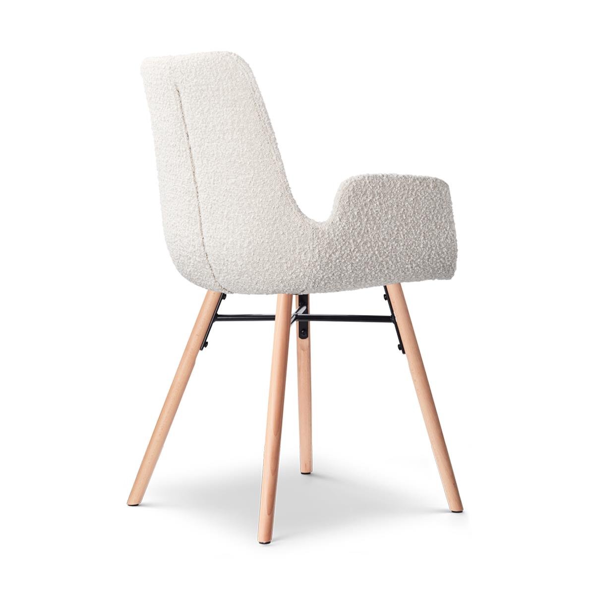 Nolon Nena-Eef Eetkamerstoelen Set van 2 - Bouclé Beige - Naturel Hout