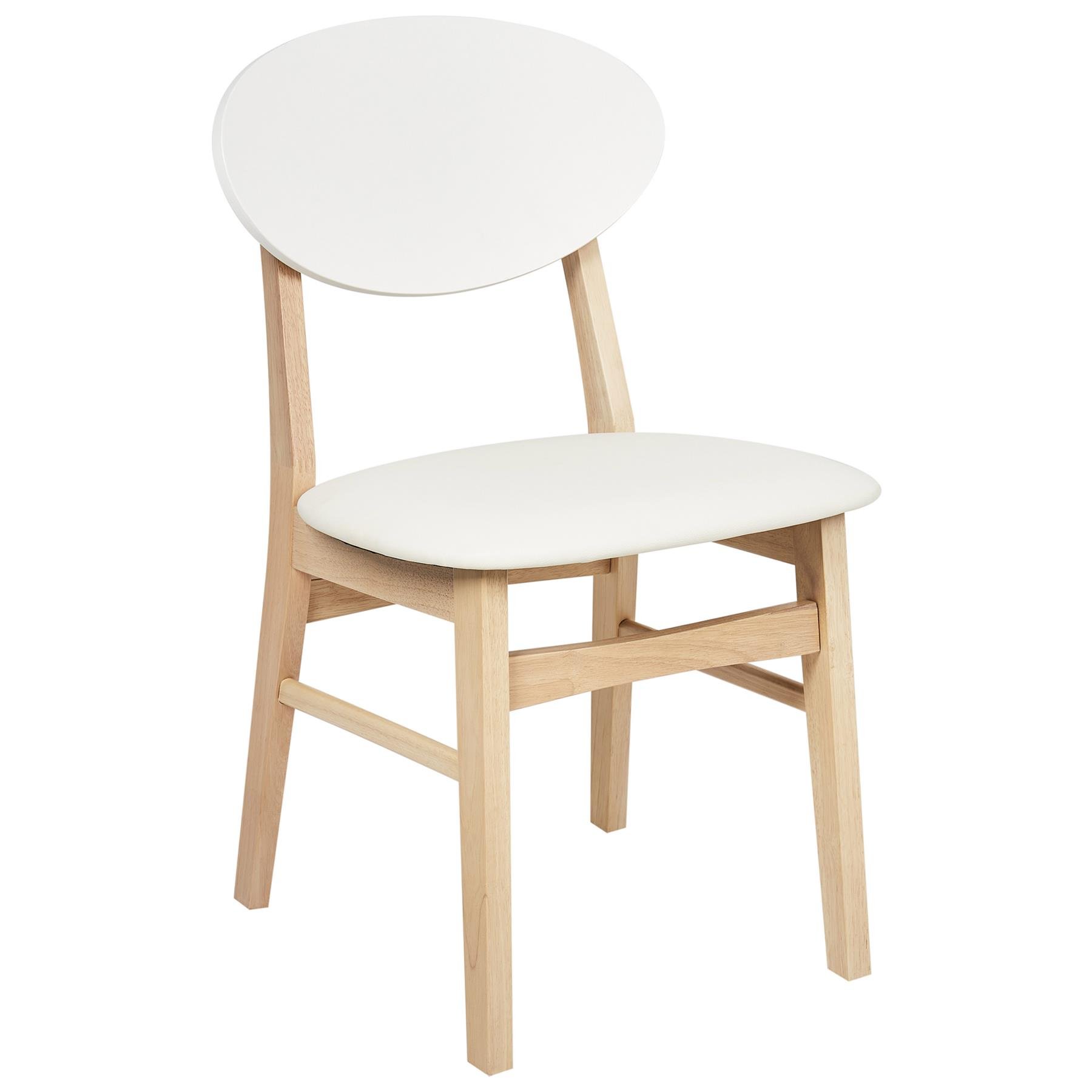 Beliani-AMERY-Eetkamerstoel set van 2-Lichthout|Crème-Rubberhout