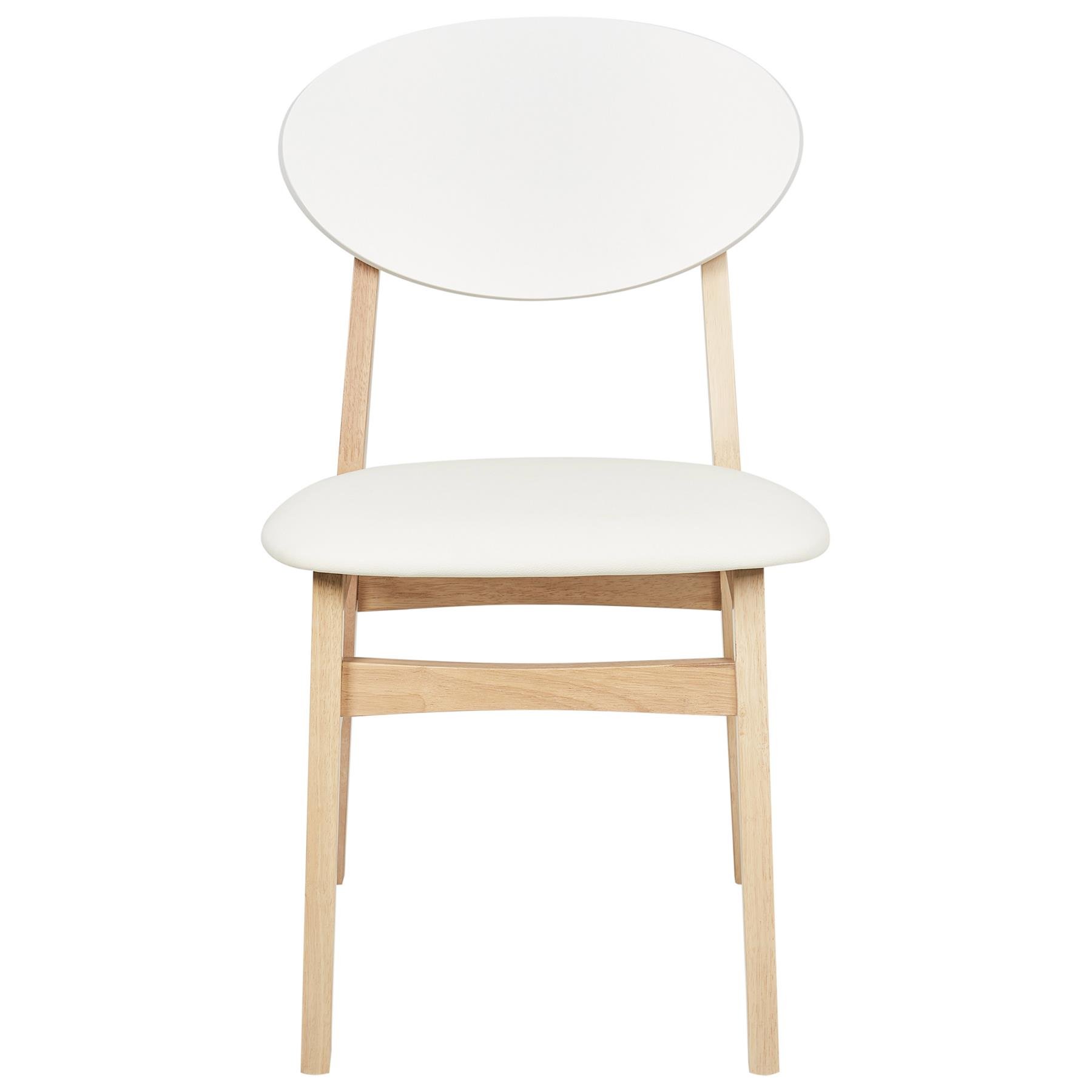 Beliani-AMERY-Eetkamerstoel set van 2-Lichthout|Crème-Rubberhout