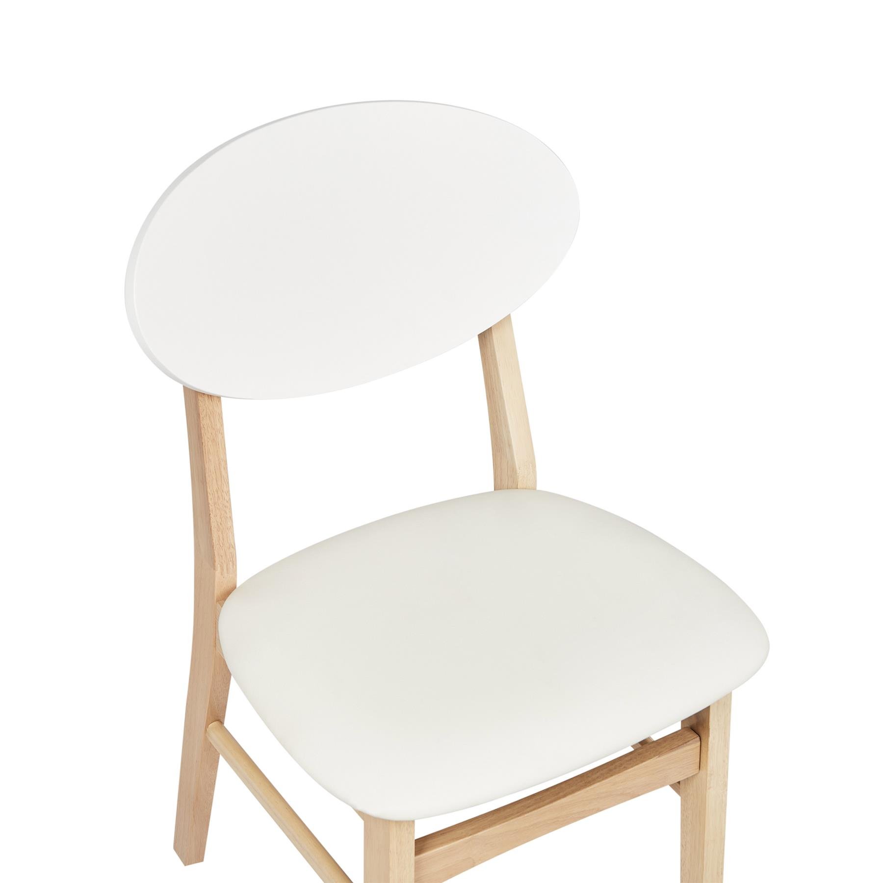 Beliani-AMERY-Eetkamerstoel set van 2-Lichthout|Crème-Rubberhout