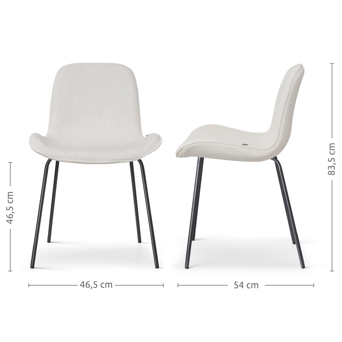 Nolon Nora-Fé Eetkamerstoelen Set van 2 - Rib Crème - Zwarte Poten