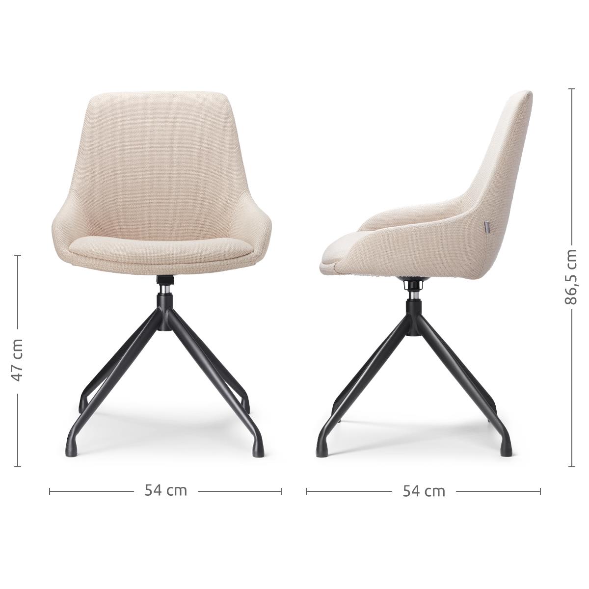 Nolon Nola-Isa Draaibare Eetkamerstoelen Beige - Zwart - 2x