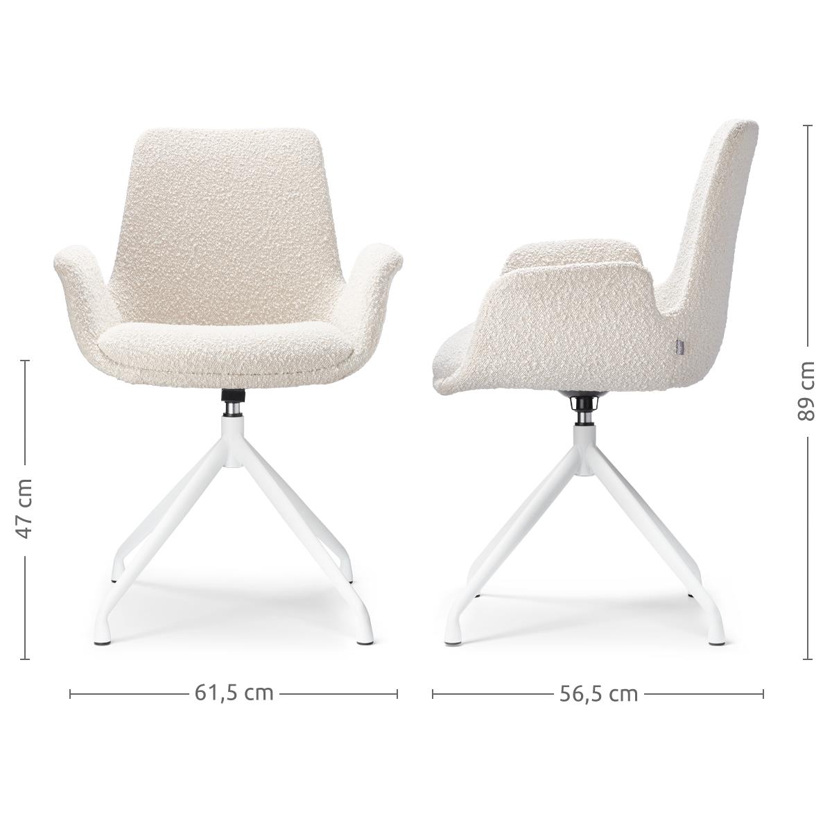 Nolon Nola-Eef Draaibare Eetkamerstoelen Bouclé Beige - Wit - 2x
