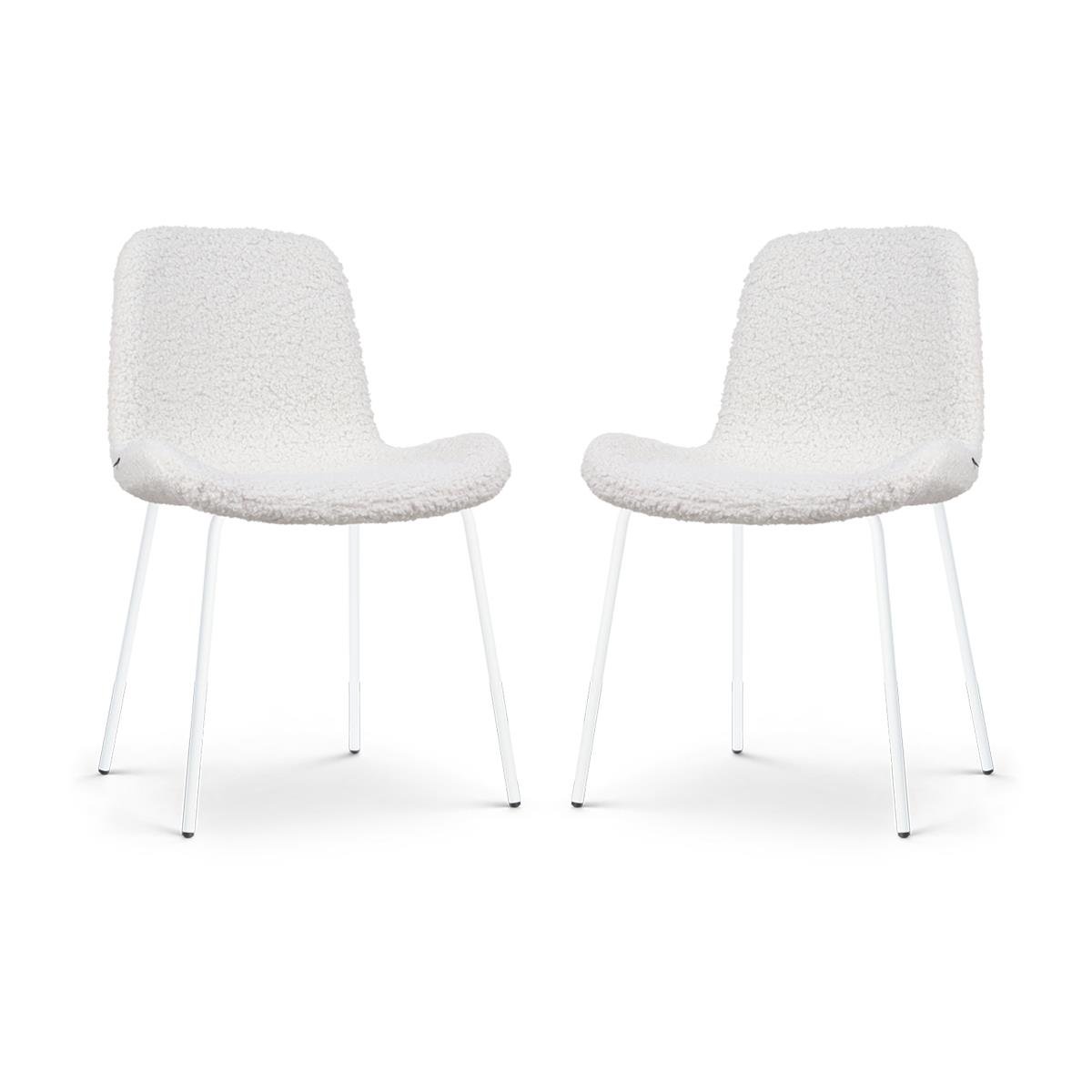 Nolon Nora-Fé Eetkamerstoelen Set van 2 - Teddy Wit - Witte Poten