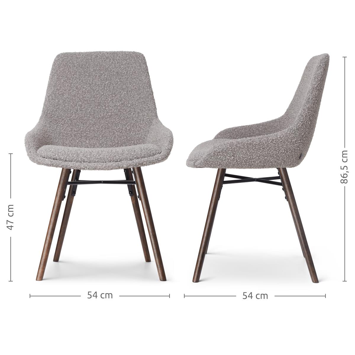 Nolon Nena-Isa Eetkamerstoelen Set van 2 - Bouclé Taupe - Walnoot