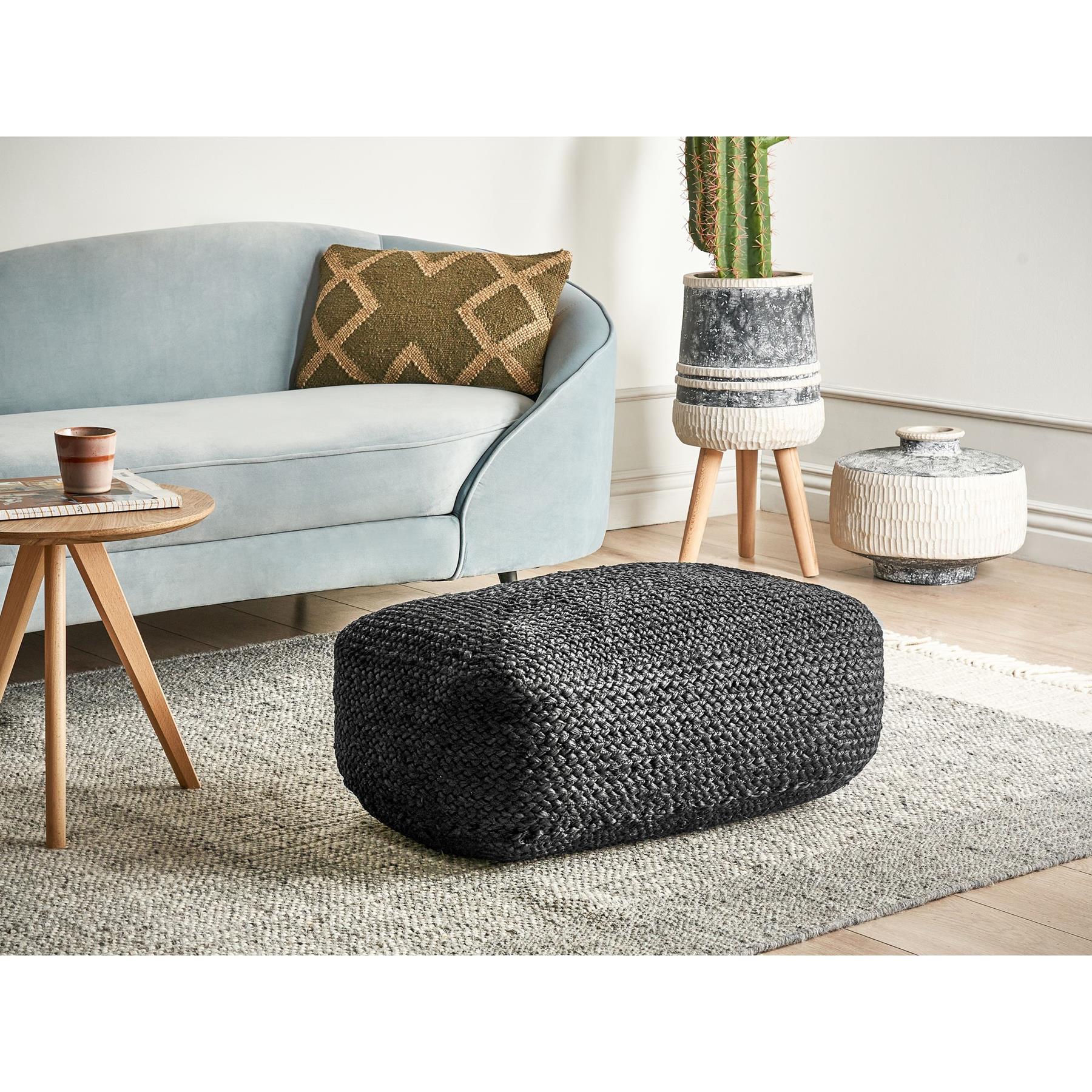 Beliani - ISARDA - Vloerkussen - Zwart - 70 x 40 x 20 cm - Jute