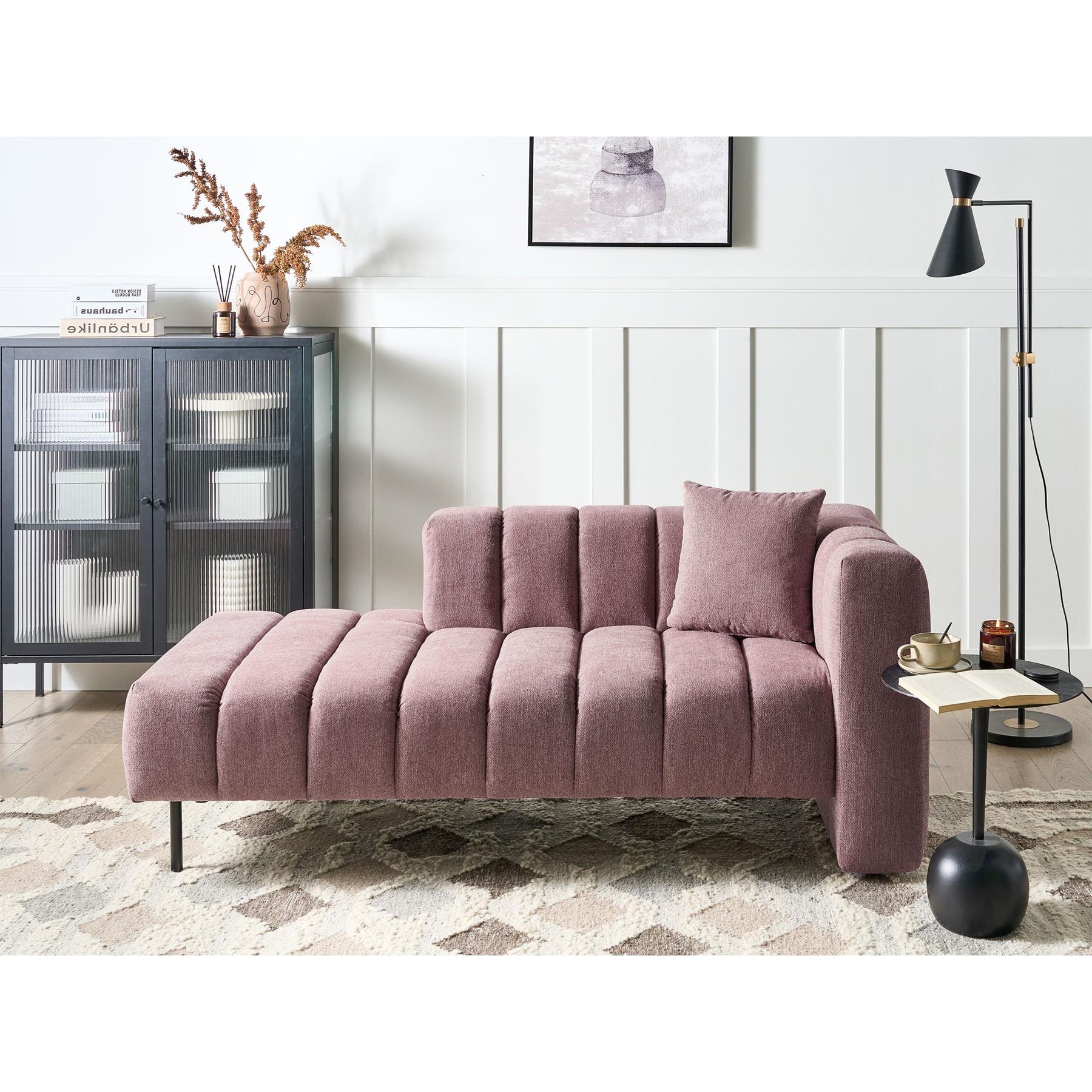 Beliani - LANNILS - Chaise longue - Roze - Rechtszijdig - Polyester