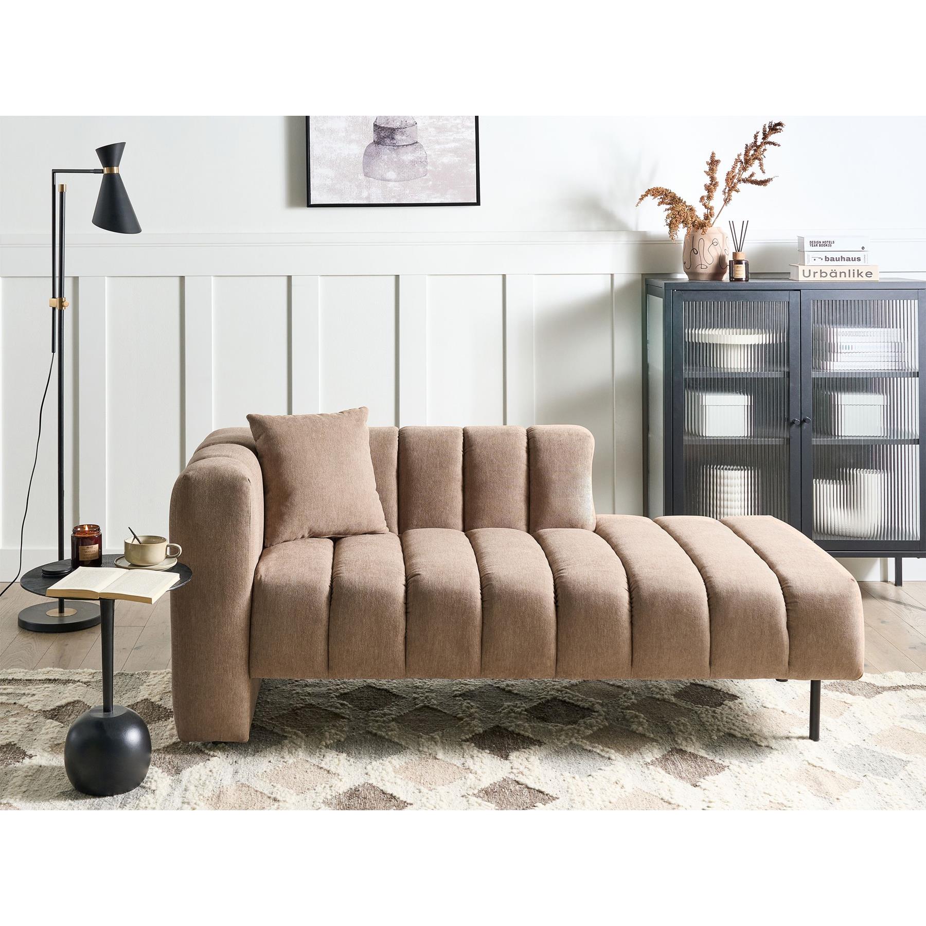 Beliani-LANNILS-Chaise longue-Lichtbruin-Linkszijdig-Polyester