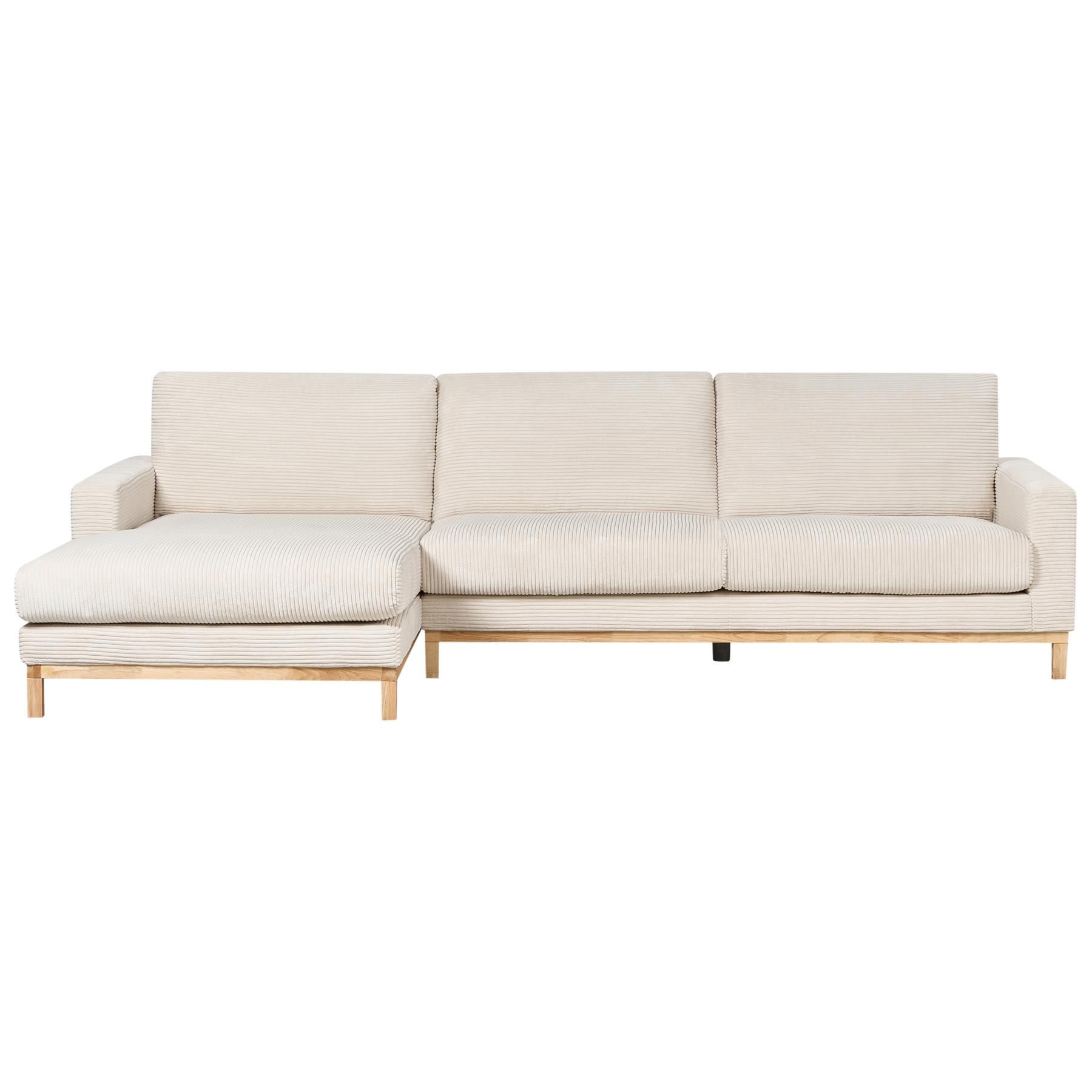 Beliani - SIGGARD - Hoekbank - Lichtbeige - Rechtszijdig - Corduroy