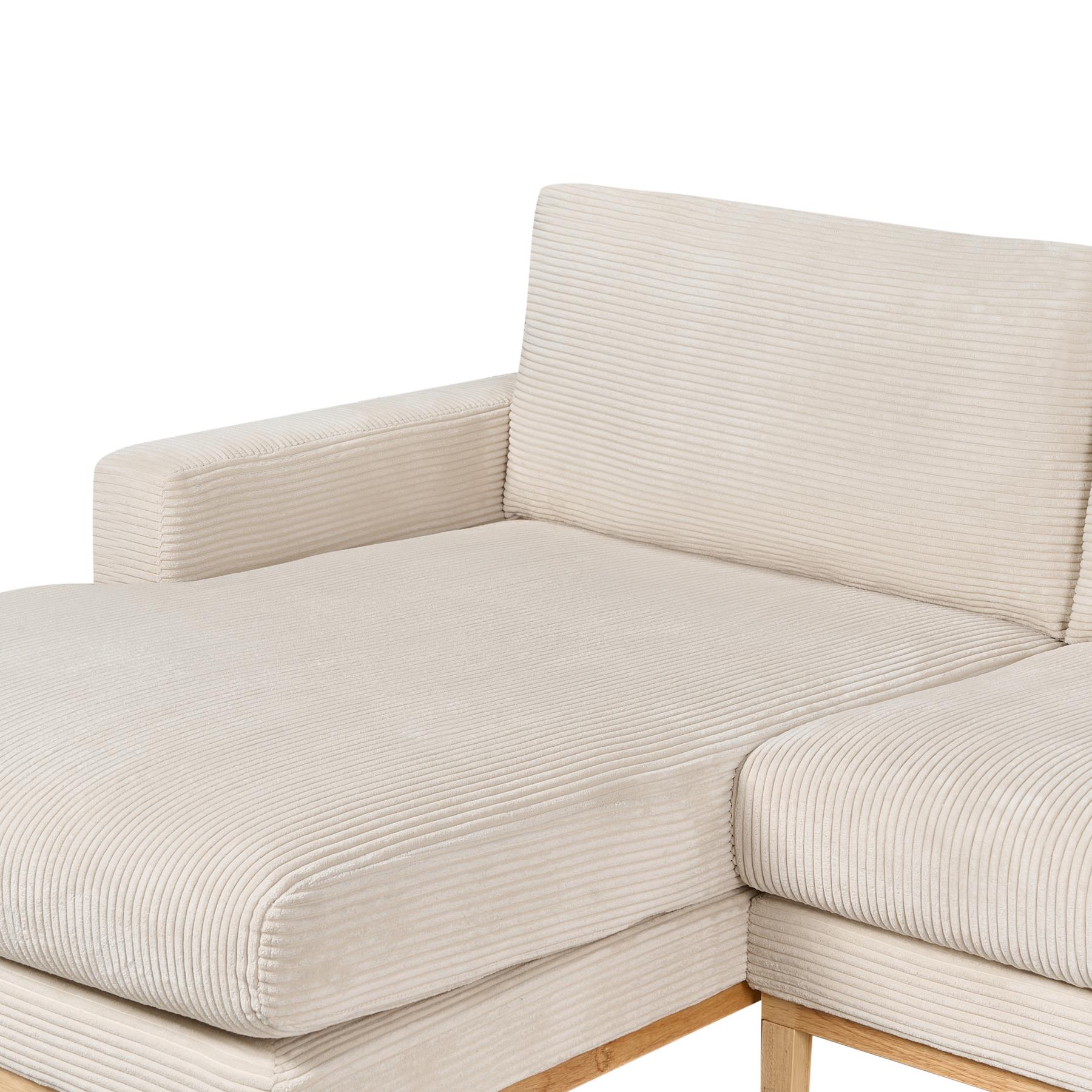 Beliani - SIGGARD - Hoekbank - Lichtbeige - Rechtszijdig - Corduroy