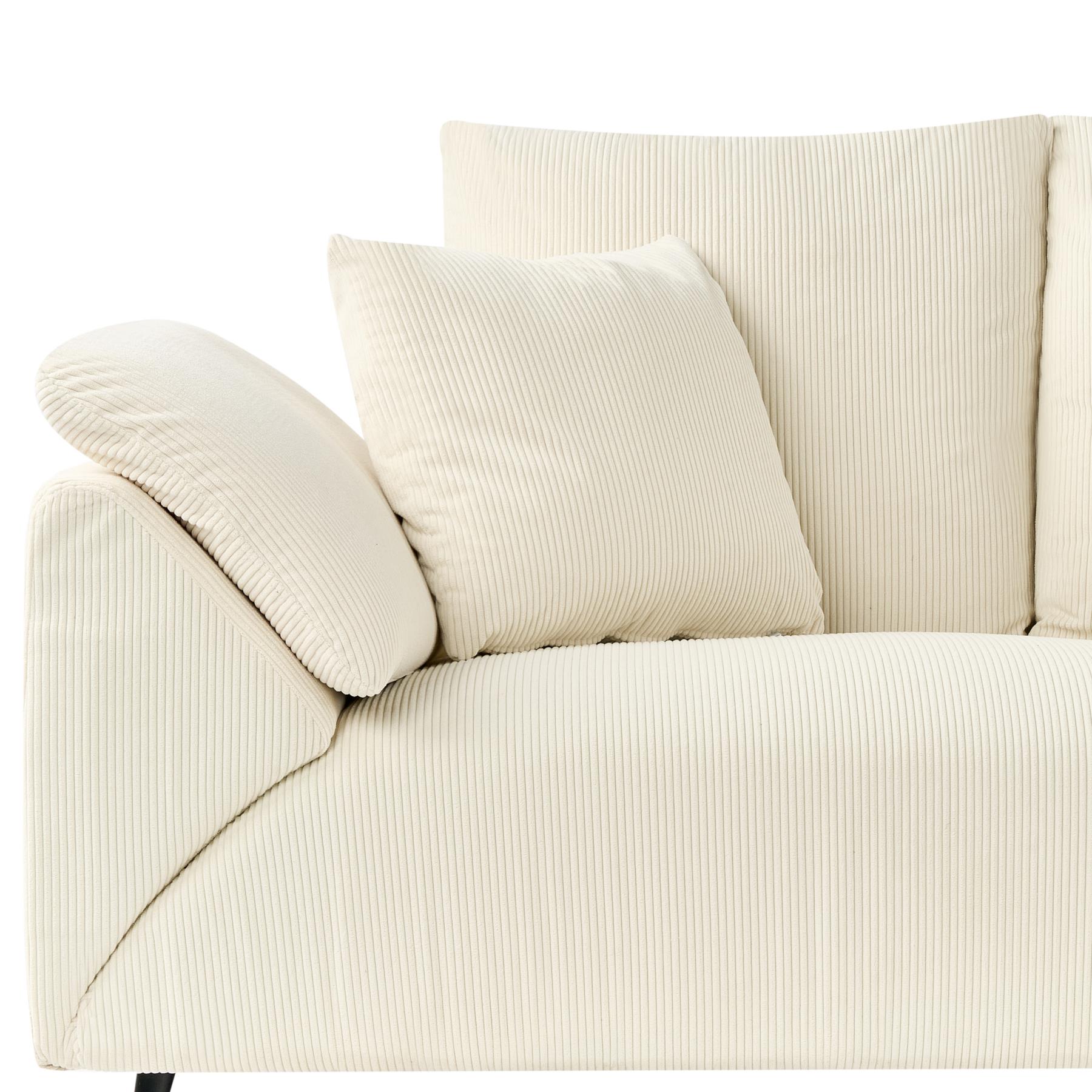 Beliani - LUNNER - Hoekbank - Lichtbeige - Linkszijdig - Corduroy