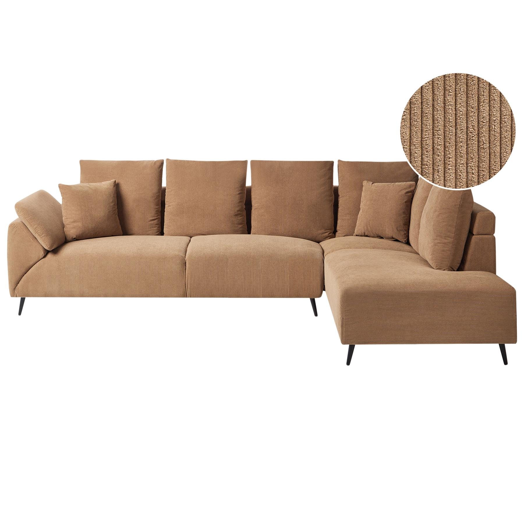 Beliani - LUNNER - Hoekbank - Bruin - Linkszijdig - Corduroy