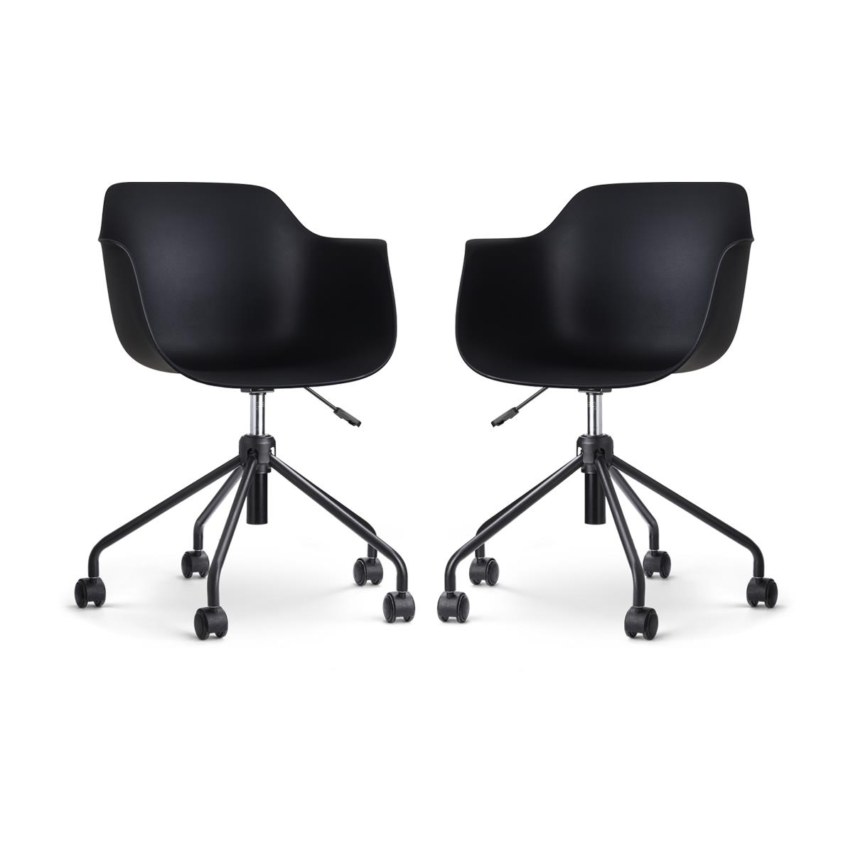 Nolon Nout-Puk Bureaustoelen Set van 2 - Zwart - Zwart Onderstel
