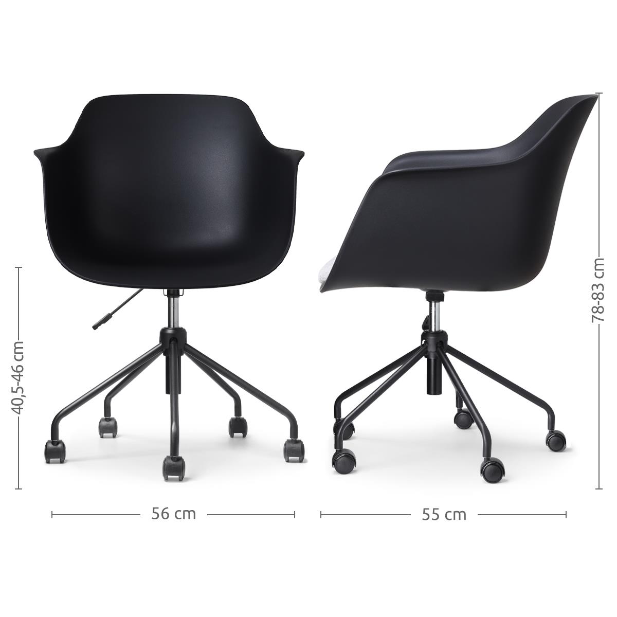 Nolon Nout-Puk Bureaustoelen Set van 2 - Zwart - Zwart Onderstel