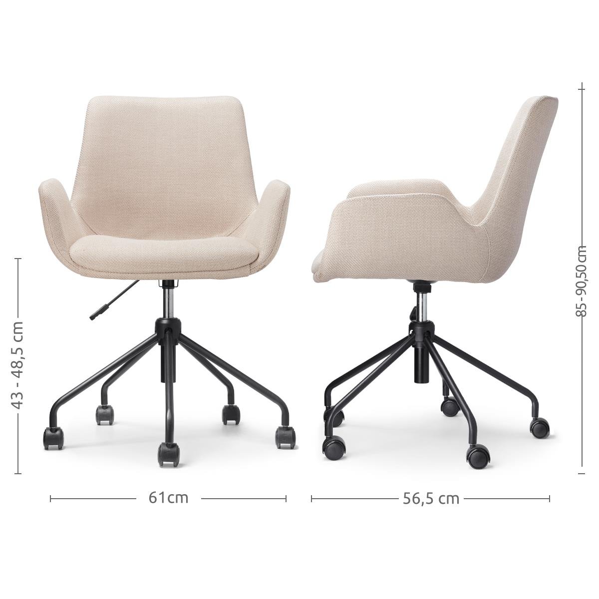 Nolon Nout-Eef Bureaustoelen Set van 2 - Beige - Zwart