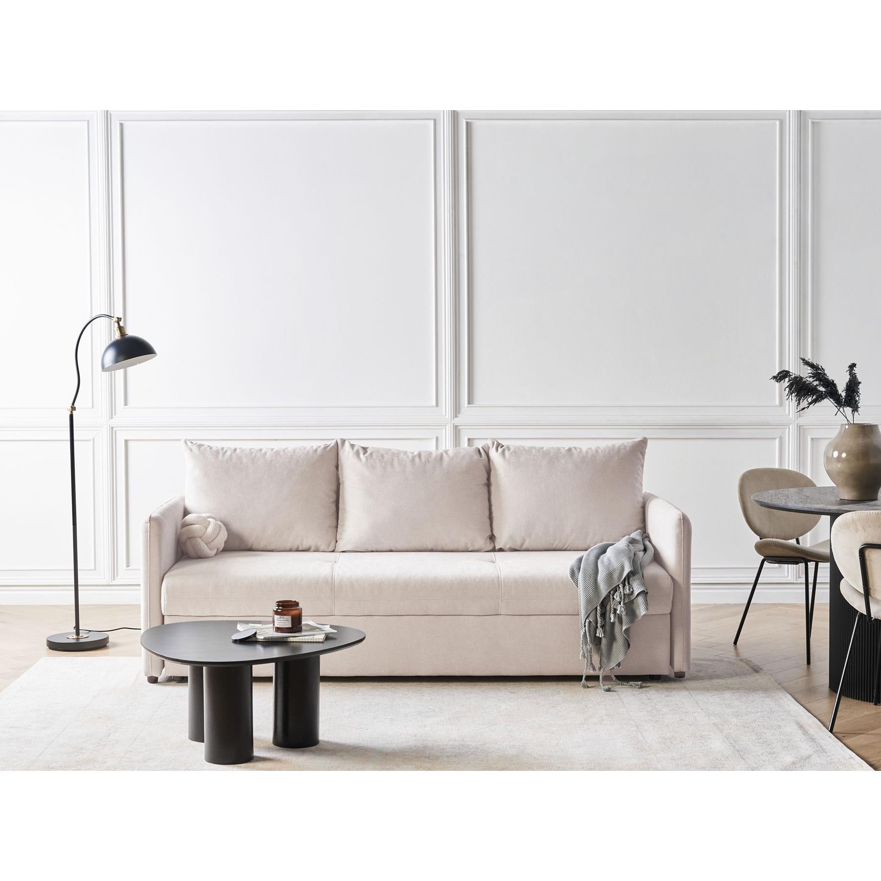 Beliani - HOLSEN - Driezitsbank - Beige - Stof