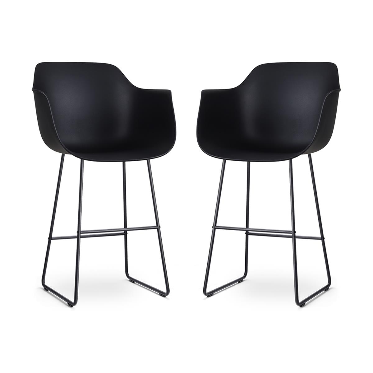 Nolon Nino-Puk barkruk zwart - zwart onderstel - 75 cm - set van 2