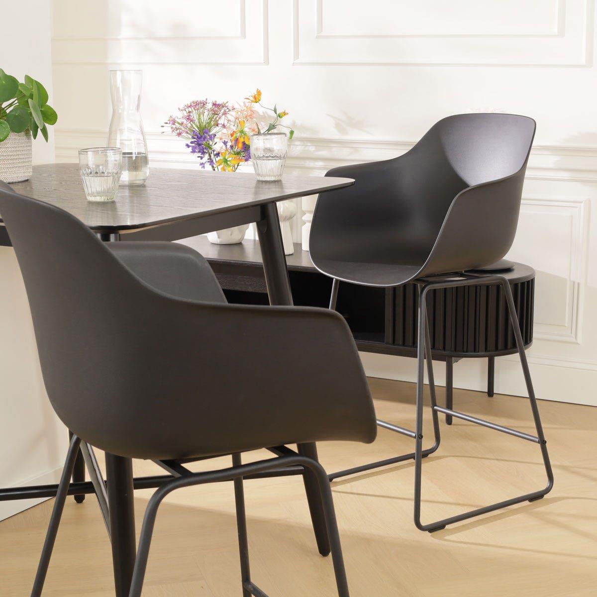 Nolon Nino-Puk barkruk zwart - zwart onderstel - 75 cm - set van 2