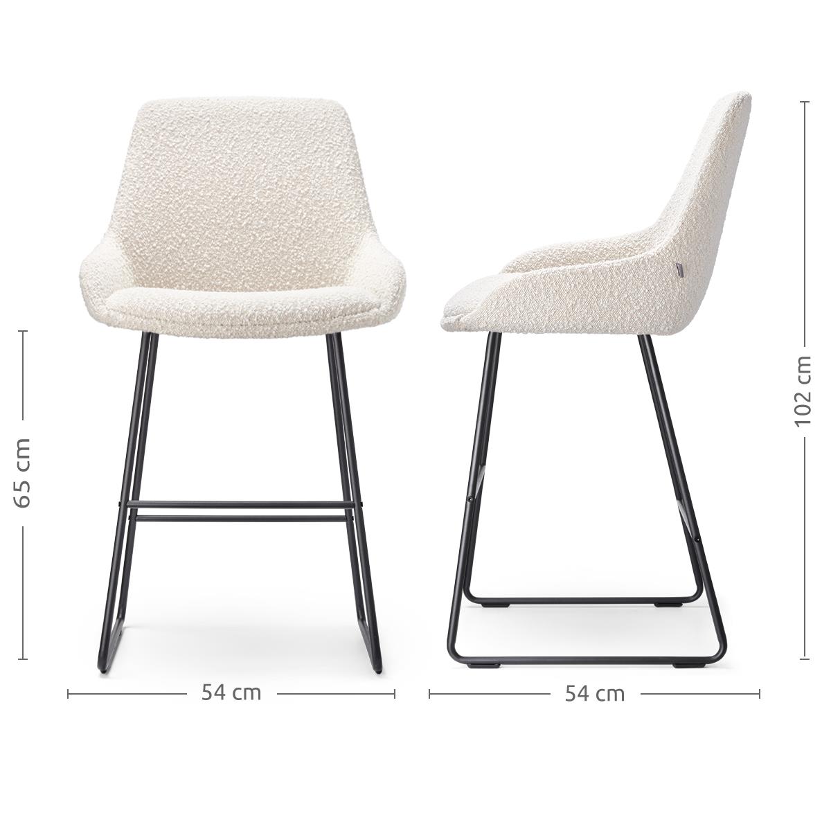 Nolon Nino-Isa Barkrukken Set van 2 - Bouclé Beige - Zwart - 65 cm