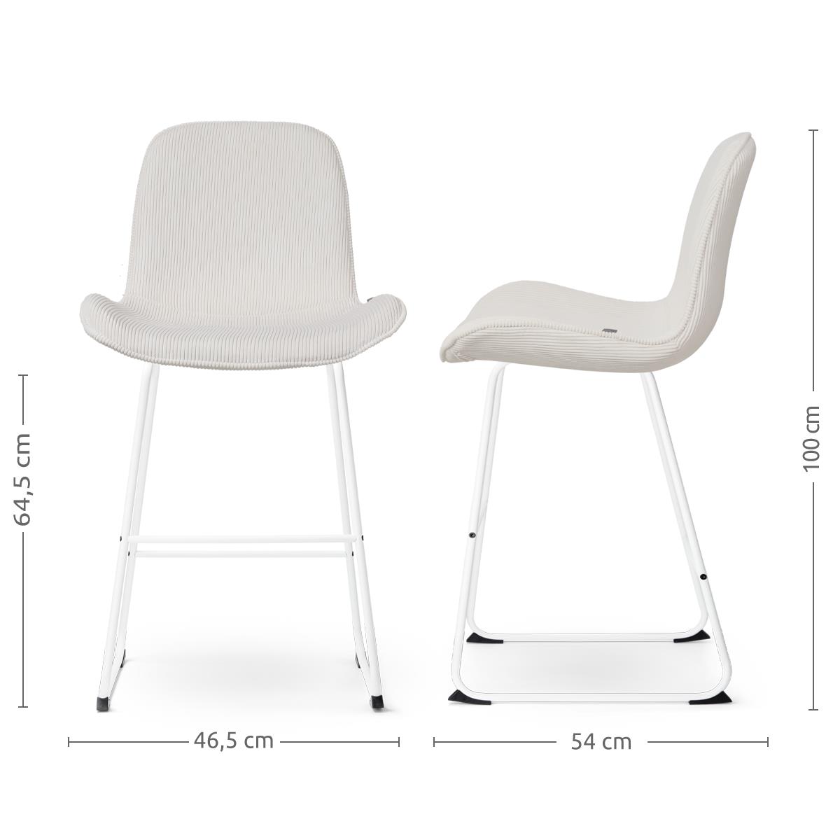 Nolon Nino-Fé Barkrukken Set van 2 - Ribstof Crème - Wit - 65 cm