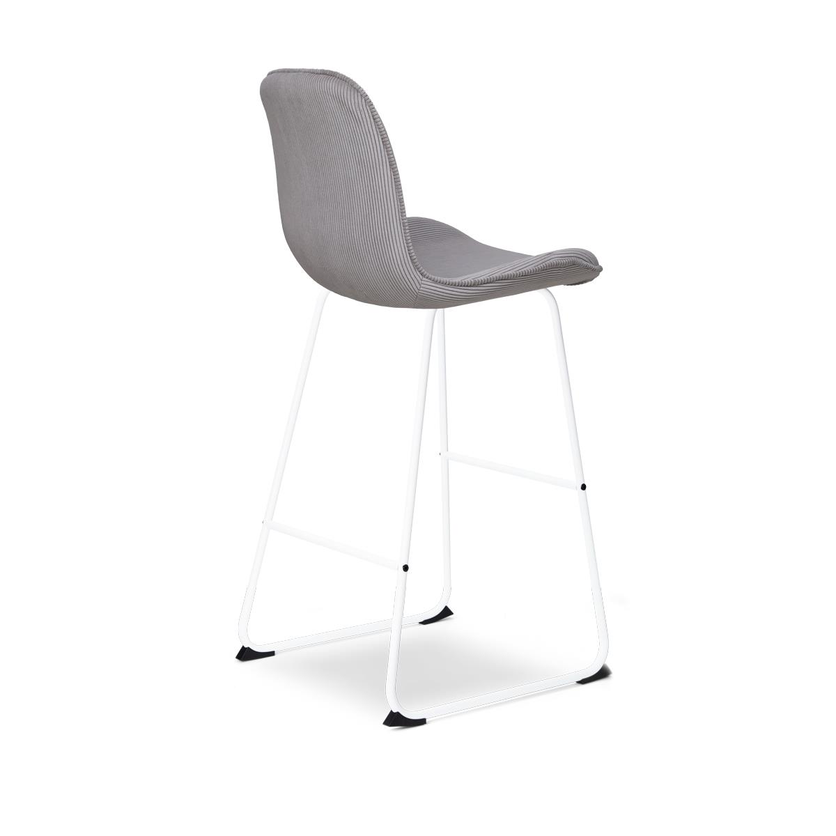 Nolon Nino-Fé Barkrukken Set van 2 - Ribstof Warm Grijs - Wit - 75 cm