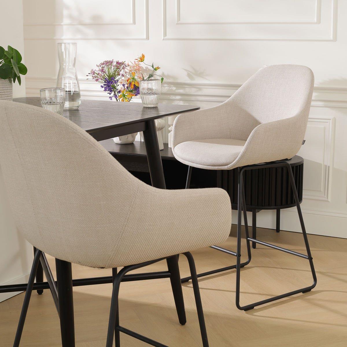 Nolon Nino-Mae Barkrukken Set van 2 - Beige - Zwart - 65 cm