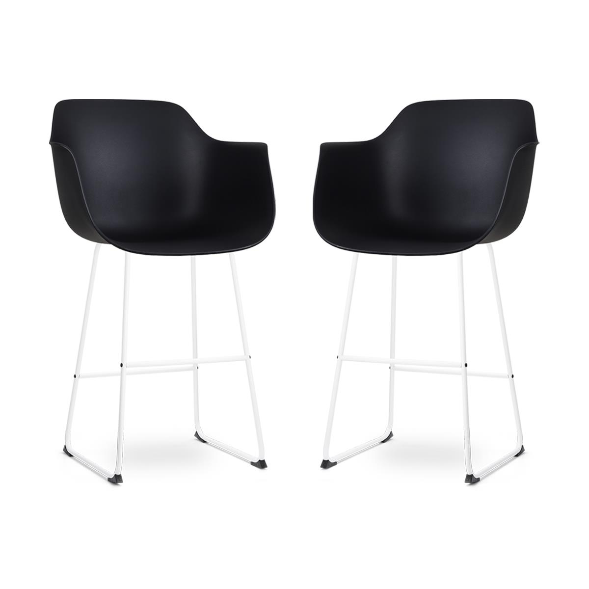 Nolon Nino-Puk barkruk zwart - wit onderstel - 75 cm - set van 2