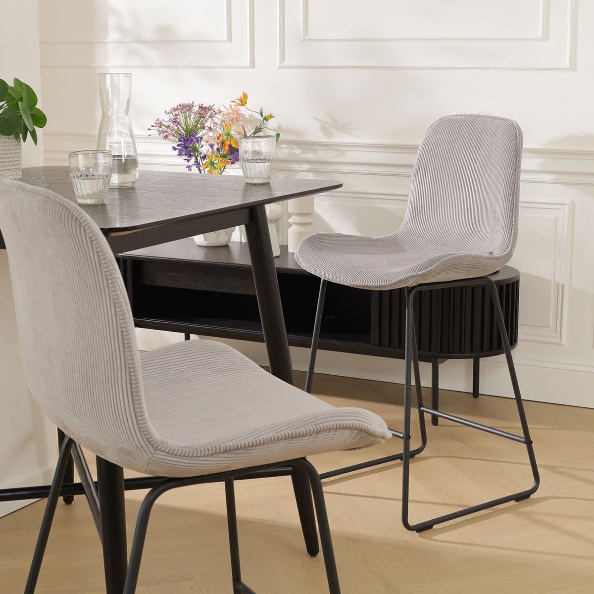 Nolon Nino-Fé Barkrukken Set van 2 Ribstof Warm Grijs - Zwart - 75 cm