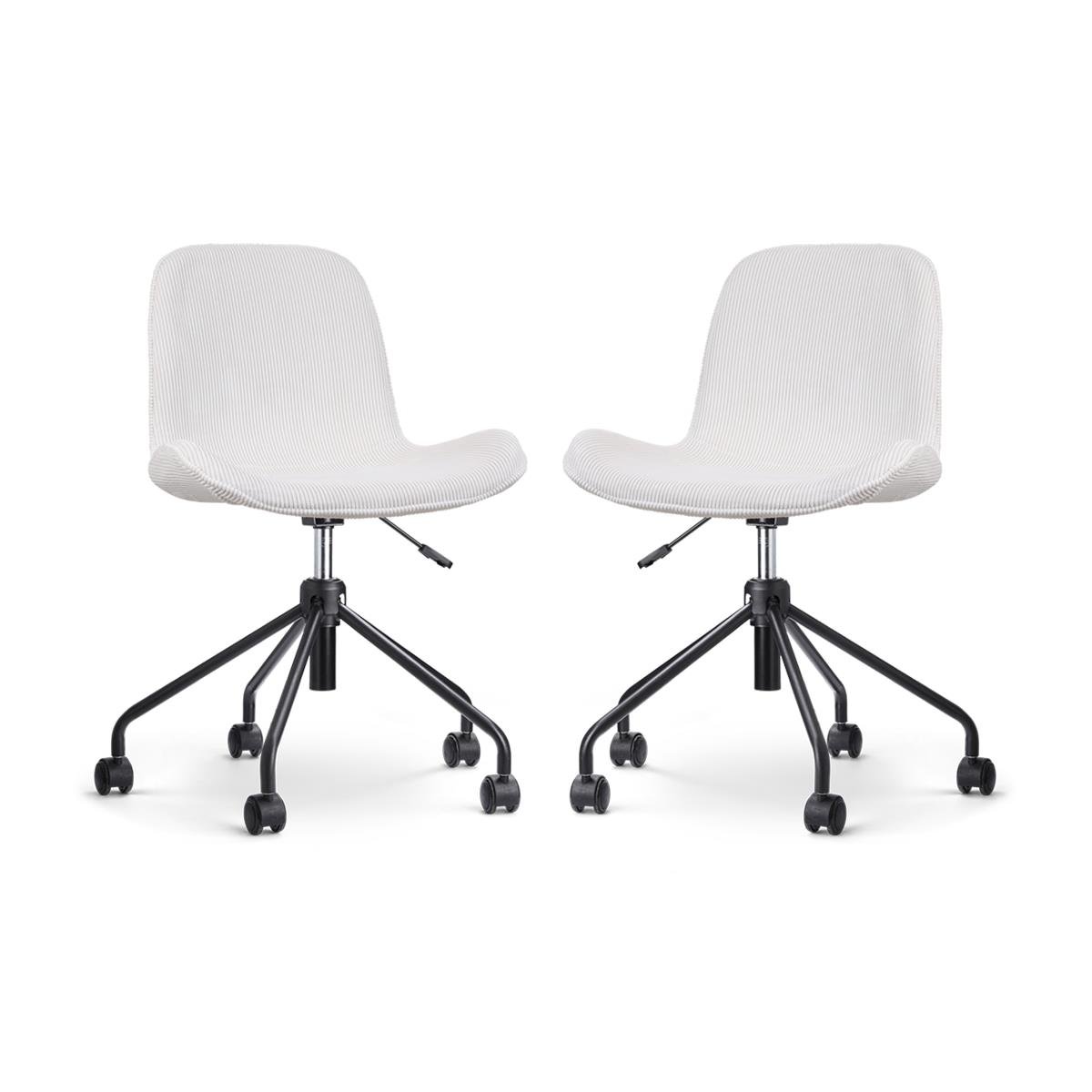 Nolon Nout-Fé Bureaustoelen Set van 2 - Rib Crème - Zwart Onderstel