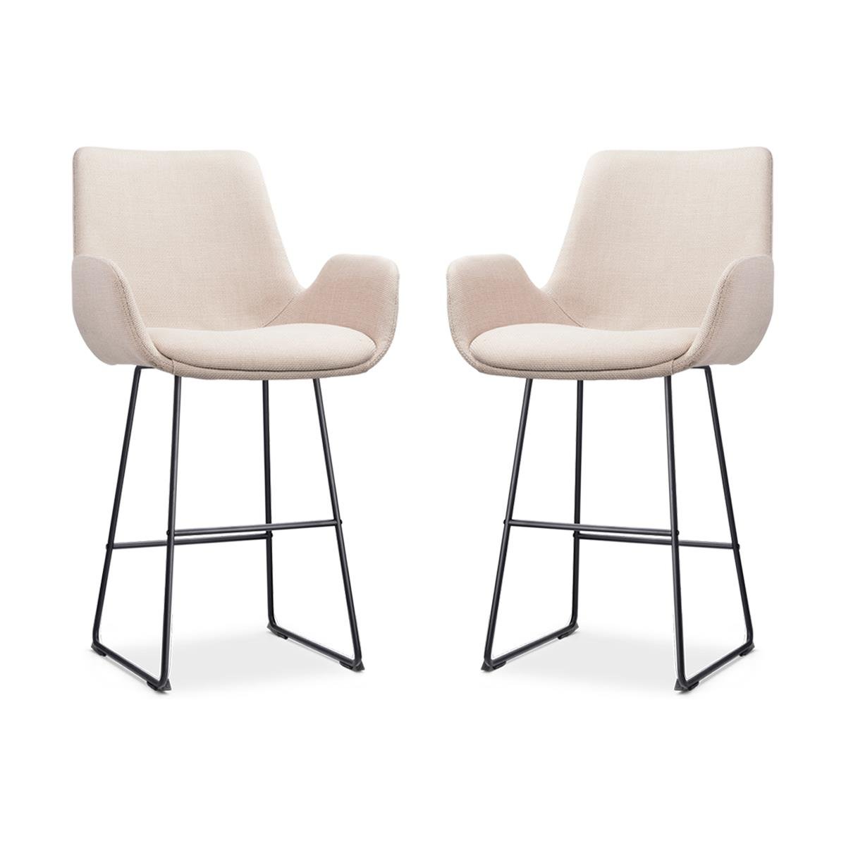 Nolon Nino-Eef Barkrukken Set van 2 - Beige - Zwart - 65 cm