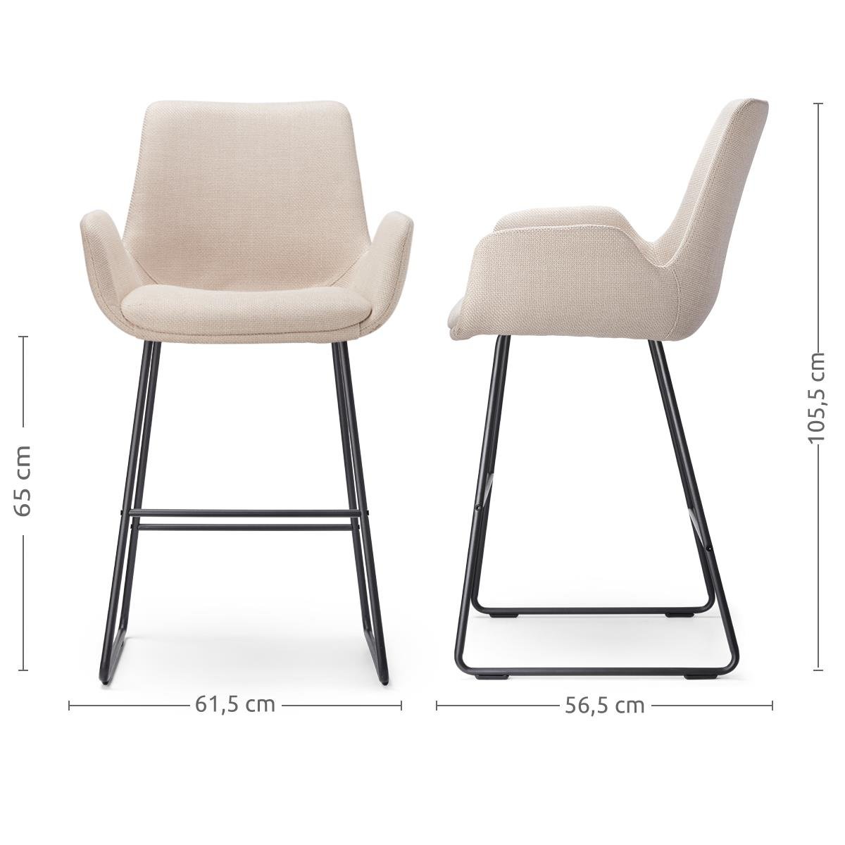 Nolon Nino-Eef Barkrukken Set van 2 - Beige - Zwart - 65 cm