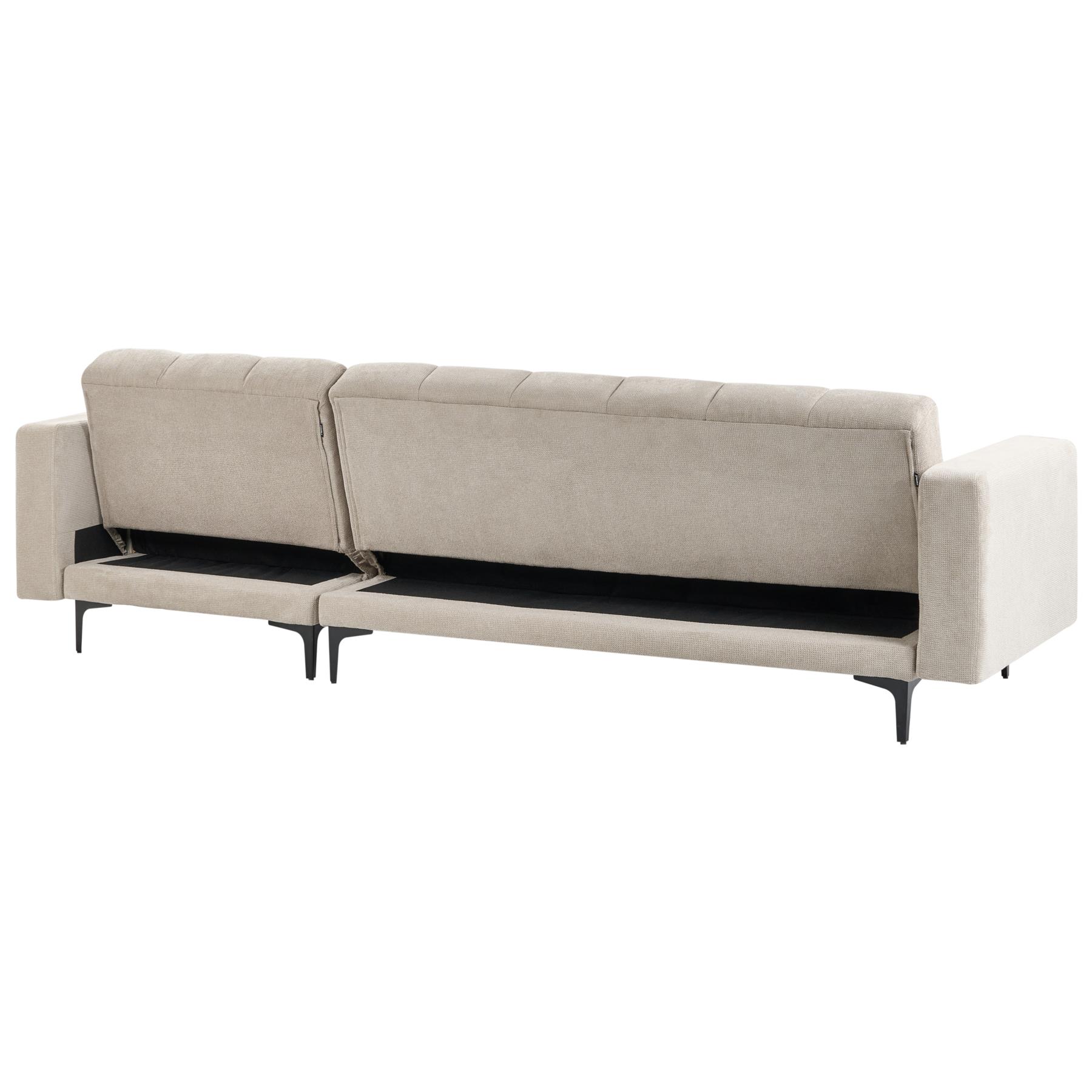 Beliani-ALNES-Hoekbank met ottomaan-Beige-Rechtszijdig-Polyester