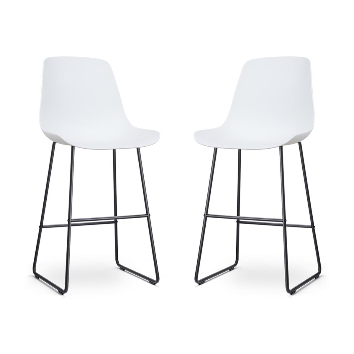 Nolon Nino-Pip barkruk wit - zwart onderstel - 75 cm - set van 2