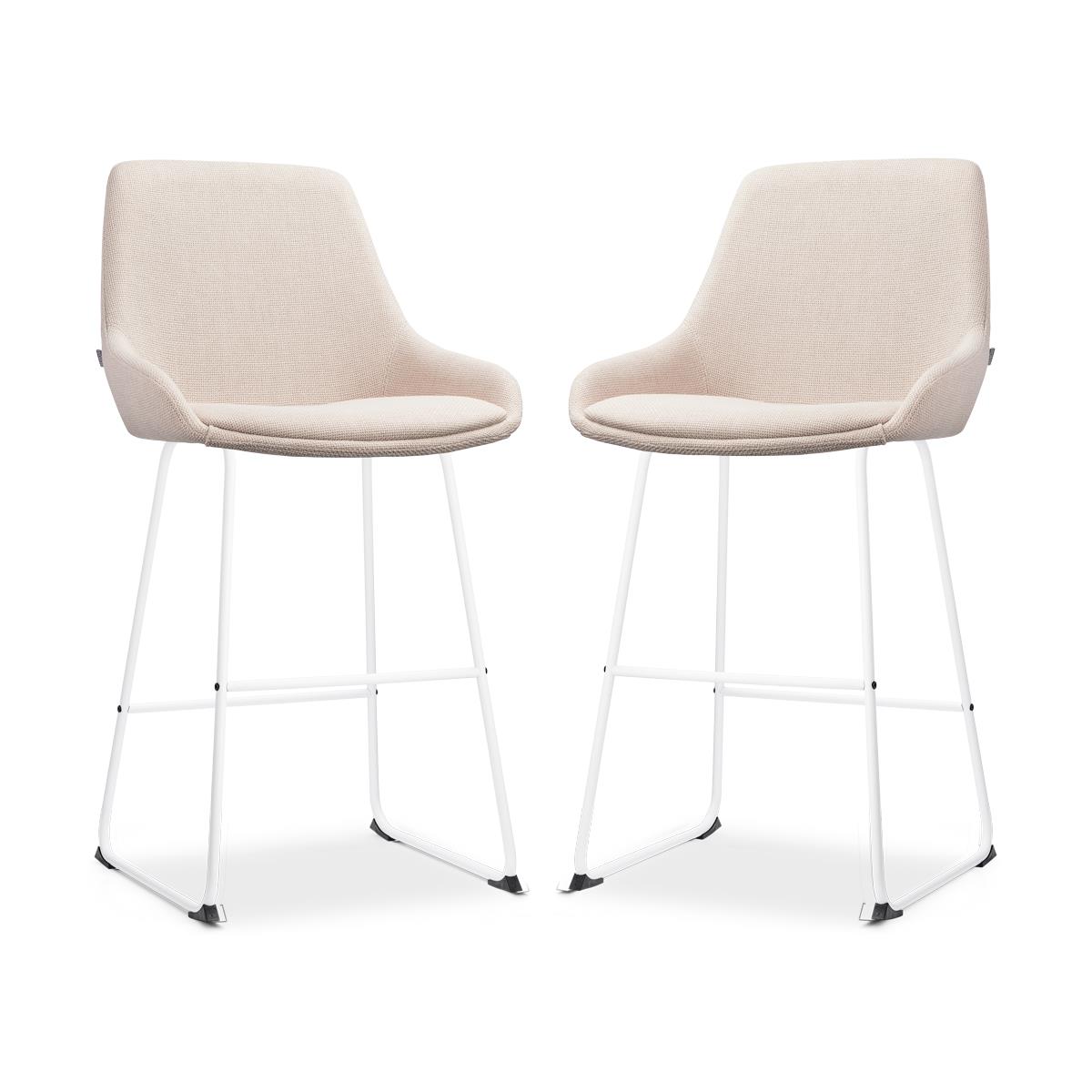 Nolon Nino-Isa Barkrukken Set van 2 - Beige - Wit - 65 cm