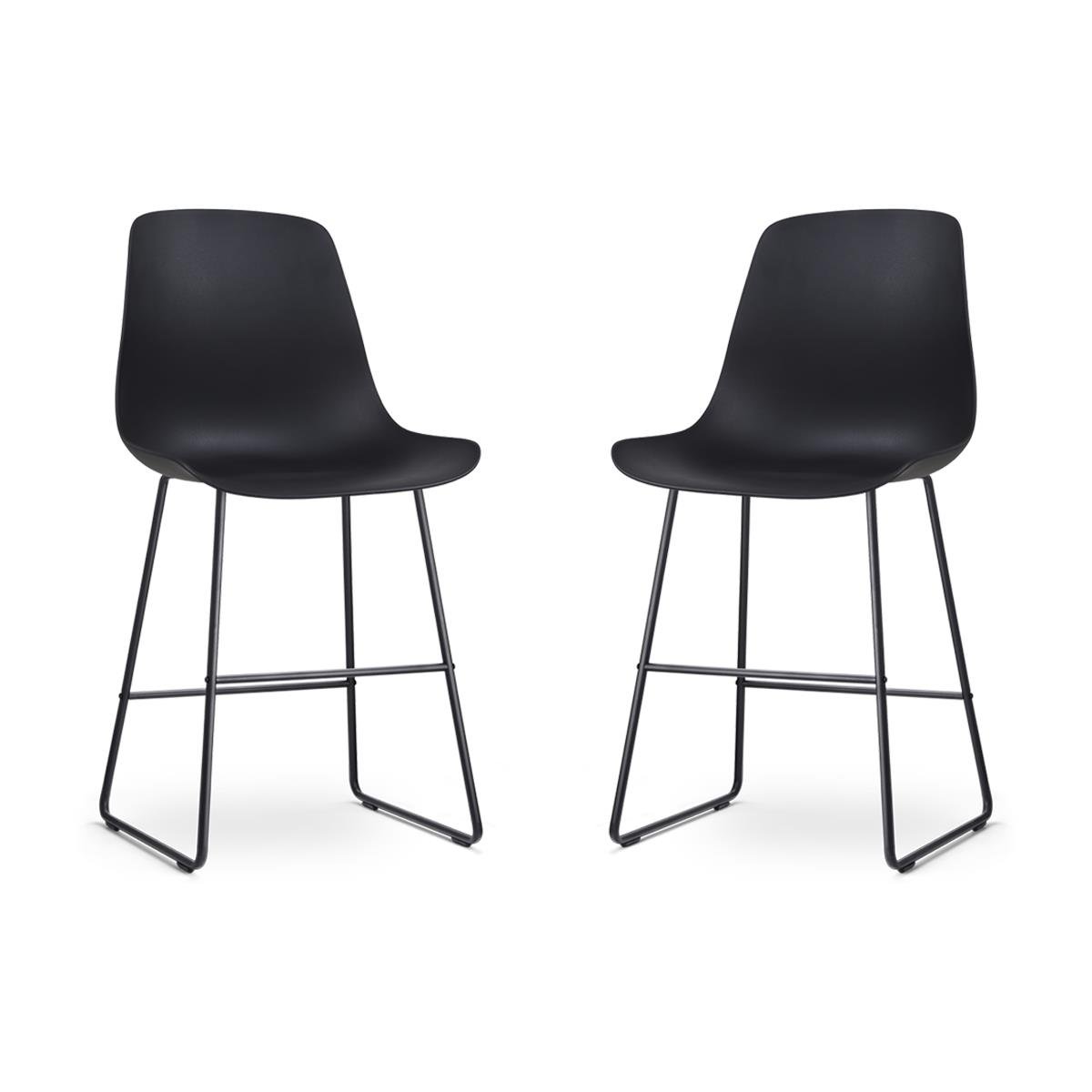 Nolon Nino-Pip barkruk zwart - zwart onderstel - 65 cm - set van 2