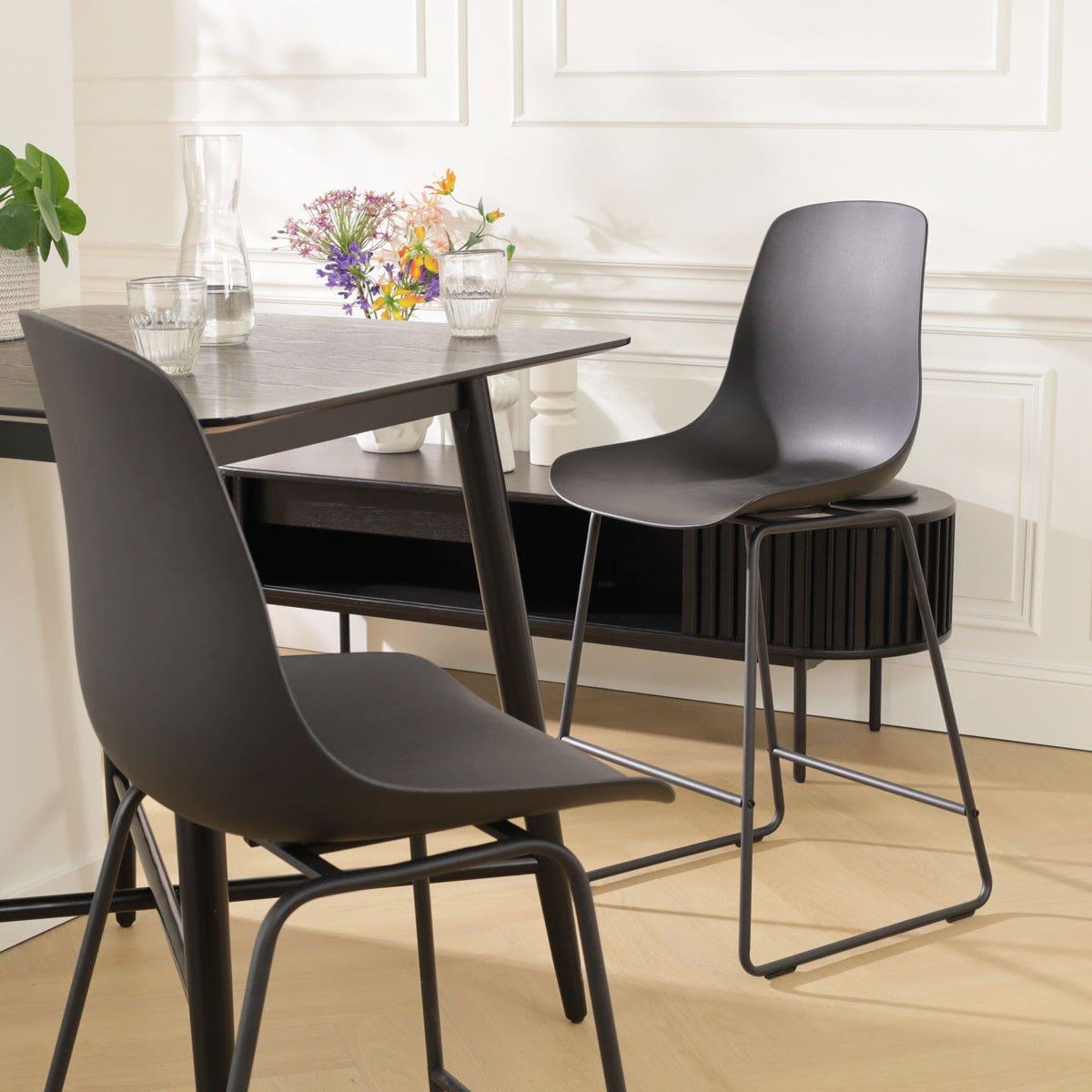 Nolon Nino-Pip barkruk zwart - zwart onderstel - 65 cm - set van 2