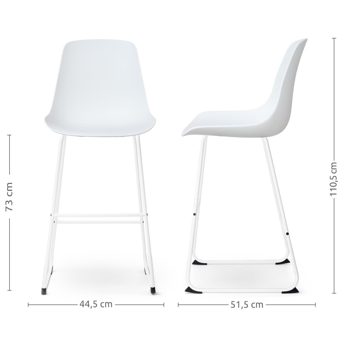 Nolon Nino-Pip barkruk wit - wit onderstel 75 cm - set van 2